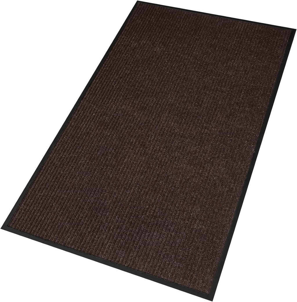 Low Profile Rubber Door Mat, 72x48inch, Heavy Duty, Entrance Doormat, Indoor and Outdoor, Waterproof, Easy Clean Shoe Scraper, Home Rug Welcome Mats for Entryway, Patio, Porch, Brown