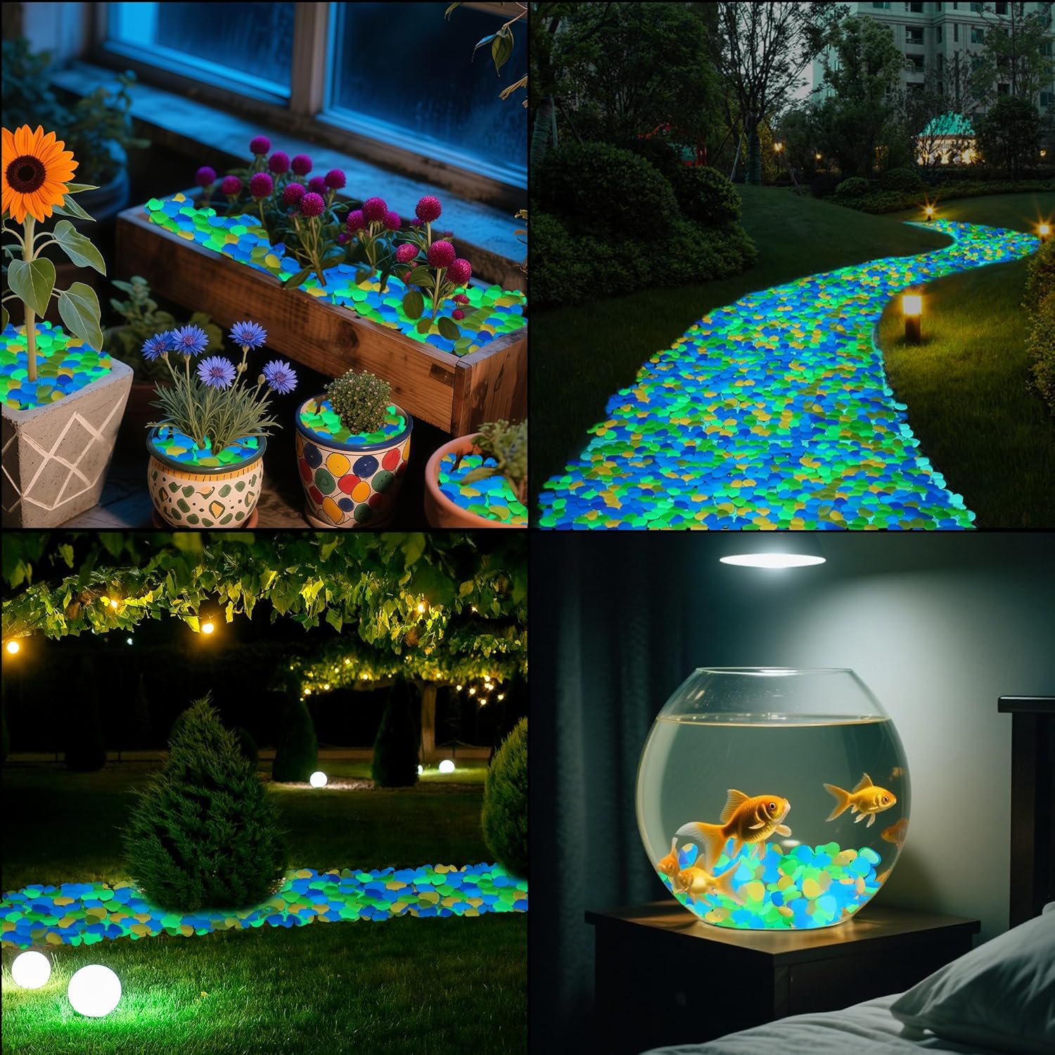 1.4LB 25-27mm Colorful Luminous Stones Fish Tank Glow Rocks Glow in The Dark Rocks Outdoor for Garden Path Walkway Yard Fish Tank Plant Pots