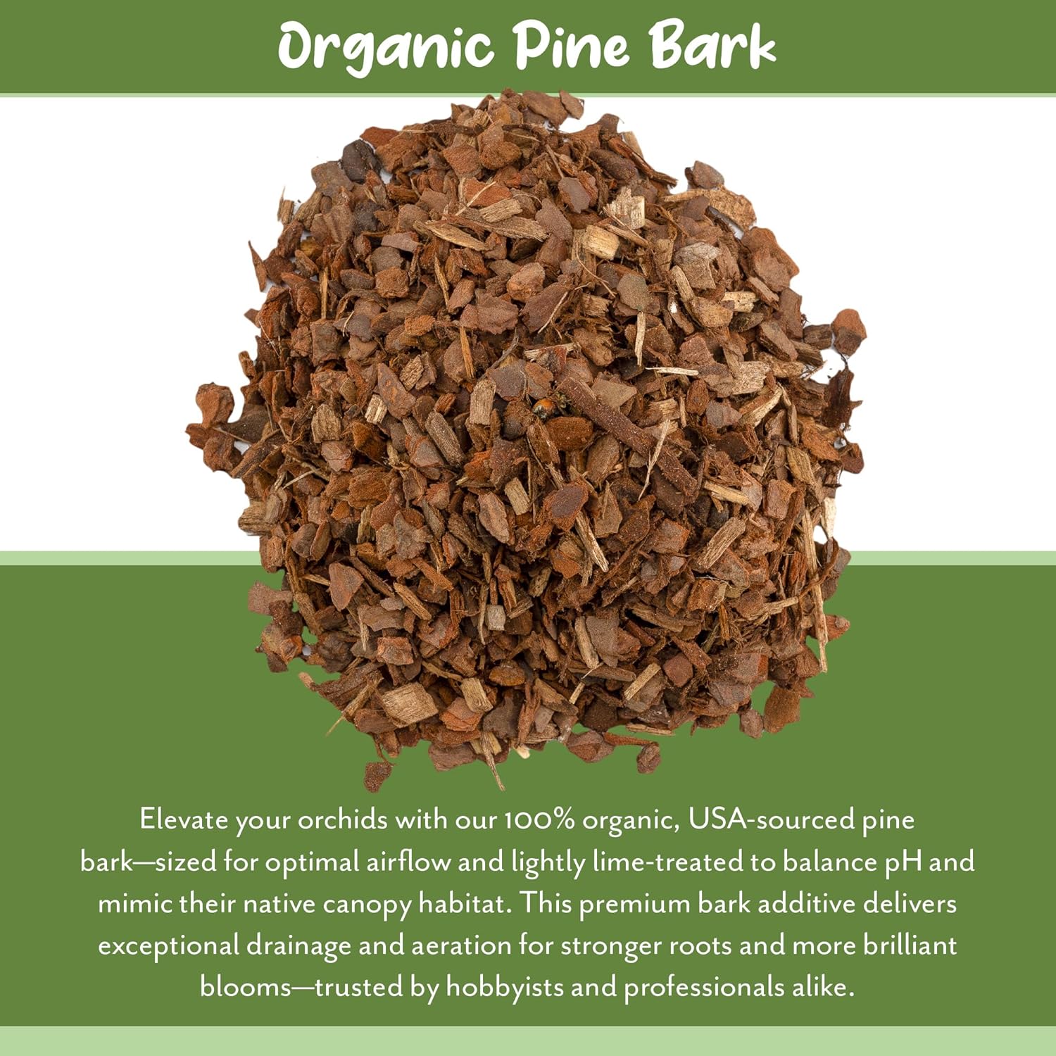 100% Organic Orchid Potting Bark (30 Quarts), All-Natural USA-Sourced Pine Bark Orchid Mix Additive