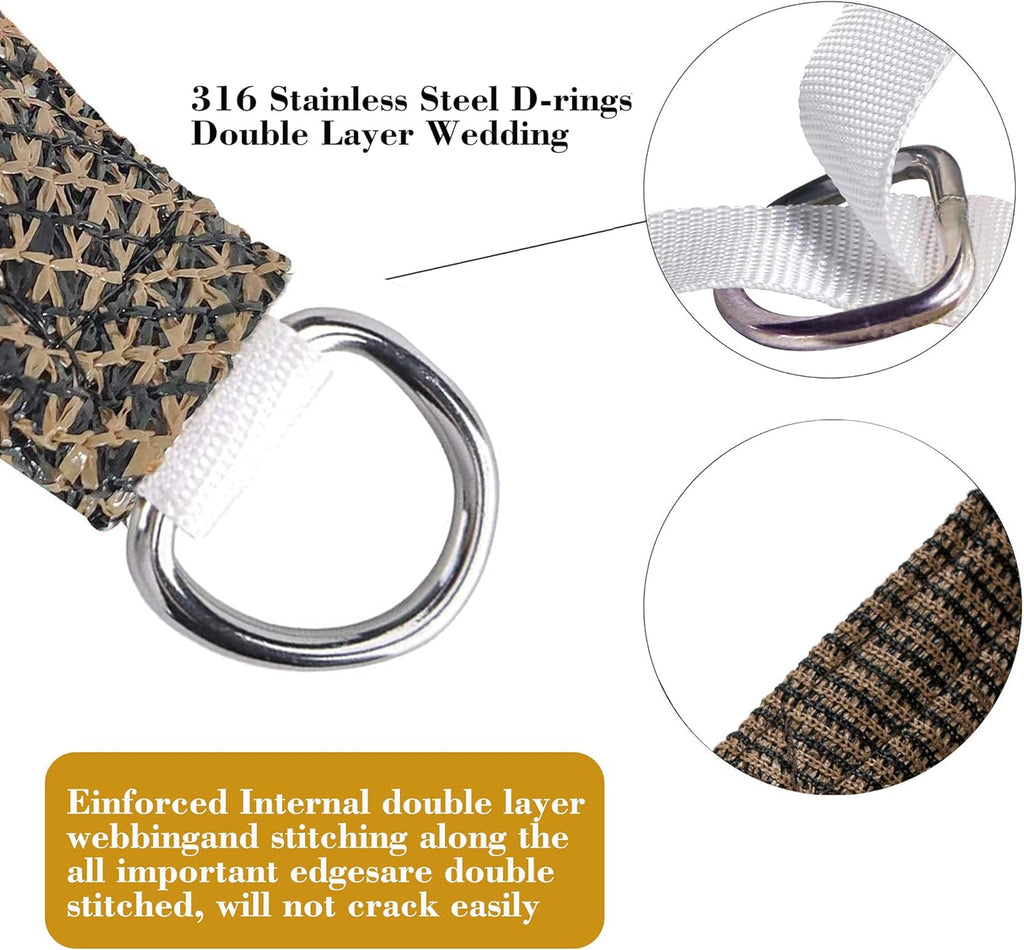 17' x 21' Brown Rectangle Sun Shade Sail SSP1212 Canopy Durable Fabric UV Block Awning,We Make Custom Orders