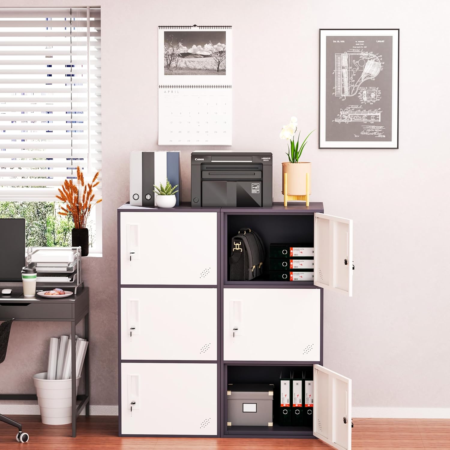 3 Door Vertical Stackable Storage Cabinet with Lock,Anti-Failing Device, Metal Lcoker,Organizer for Office, Home, Gym, School,Employee,Kids. (Grey)