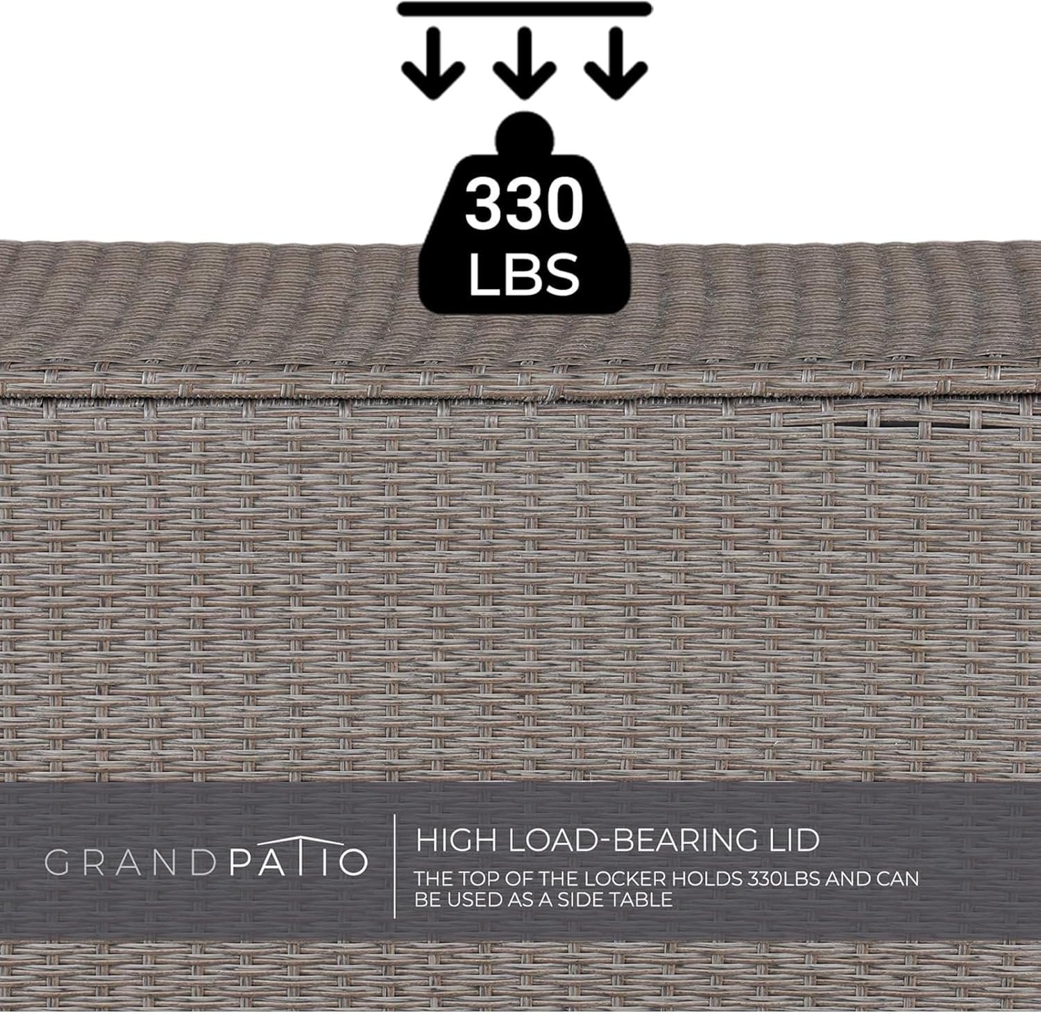 Grand patio 108 Gallon Deck Storage Box Indoor Outdoor Wicker Bin for Patio Furniture Cushions Garden Tools Pool Accessories, Greige