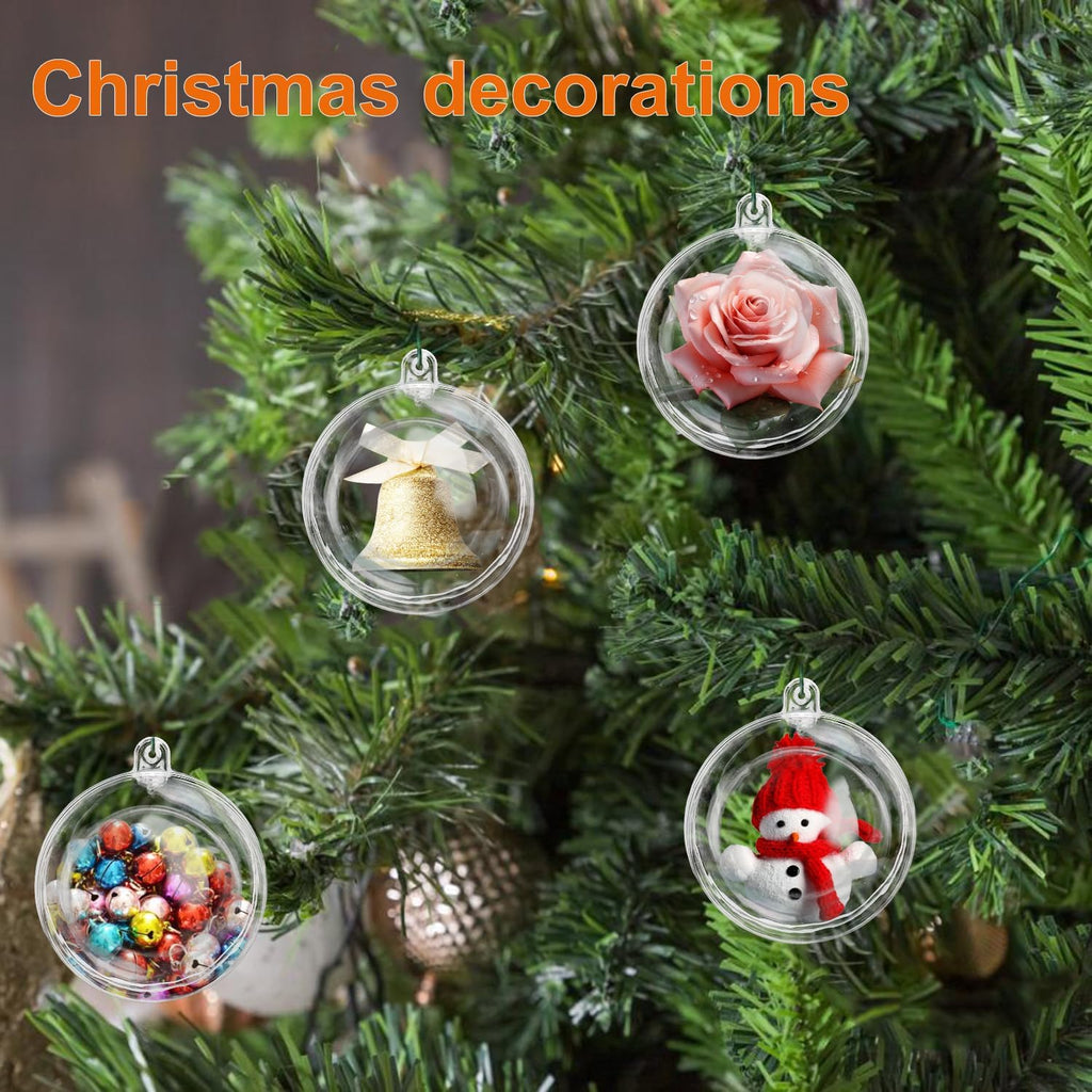 180 Pcs 2.36 Inch Clear Plastic Fillable Balls, Christmas DIY Fillable Ornaments Balls, Plastic Ornaments Ball for Christmas, Holidays, Weddings, Parties, and Home Decor