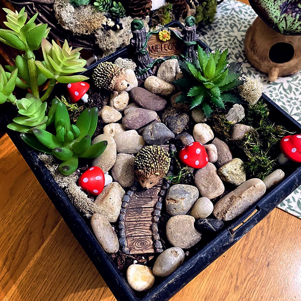 8 Pieces Fairy Garden Houses Mushroom Decor Accessories,Mini Resin Animals,Garden Kit for Kids