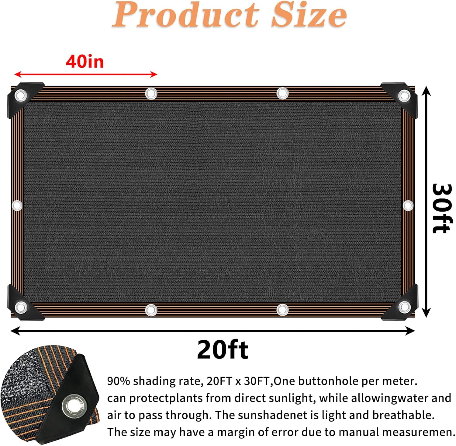 QLOFEI 20x30 FT Shade Cloth for Garden, 80-90% Sunblock Shade Neting Cover with Grommets, Sun Screens for Patio Plants Greenhouse Kennel Chicken Coop Pergola Outdoor