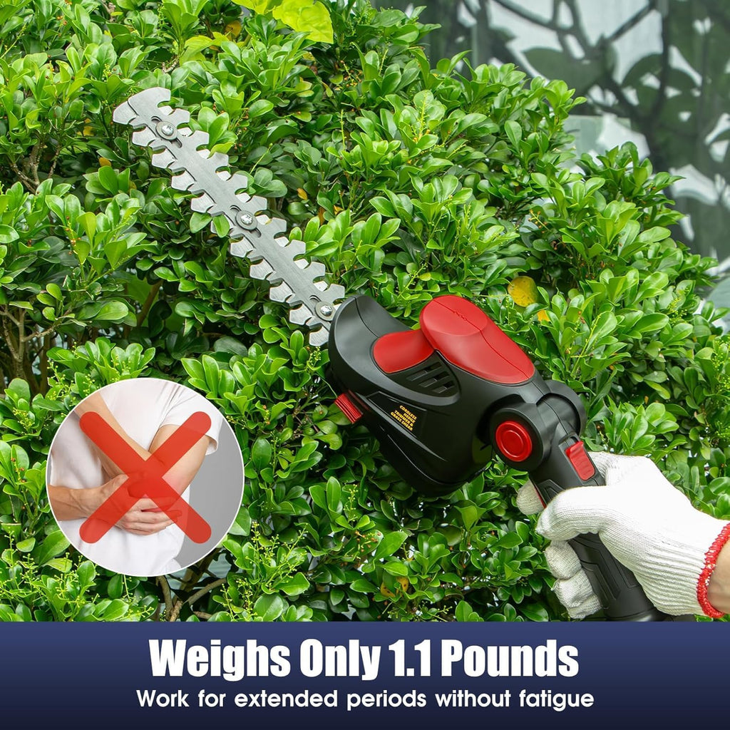 Hedge Trimmer Cordless for Milwaukee 18V MAX Battery, 1500RPM Grass Trimmer Electric Hedge Trimmer, 2 in 1 Design, Perfect for Yard, Garden, and Lawn Care(Battery Not Included) (Red)