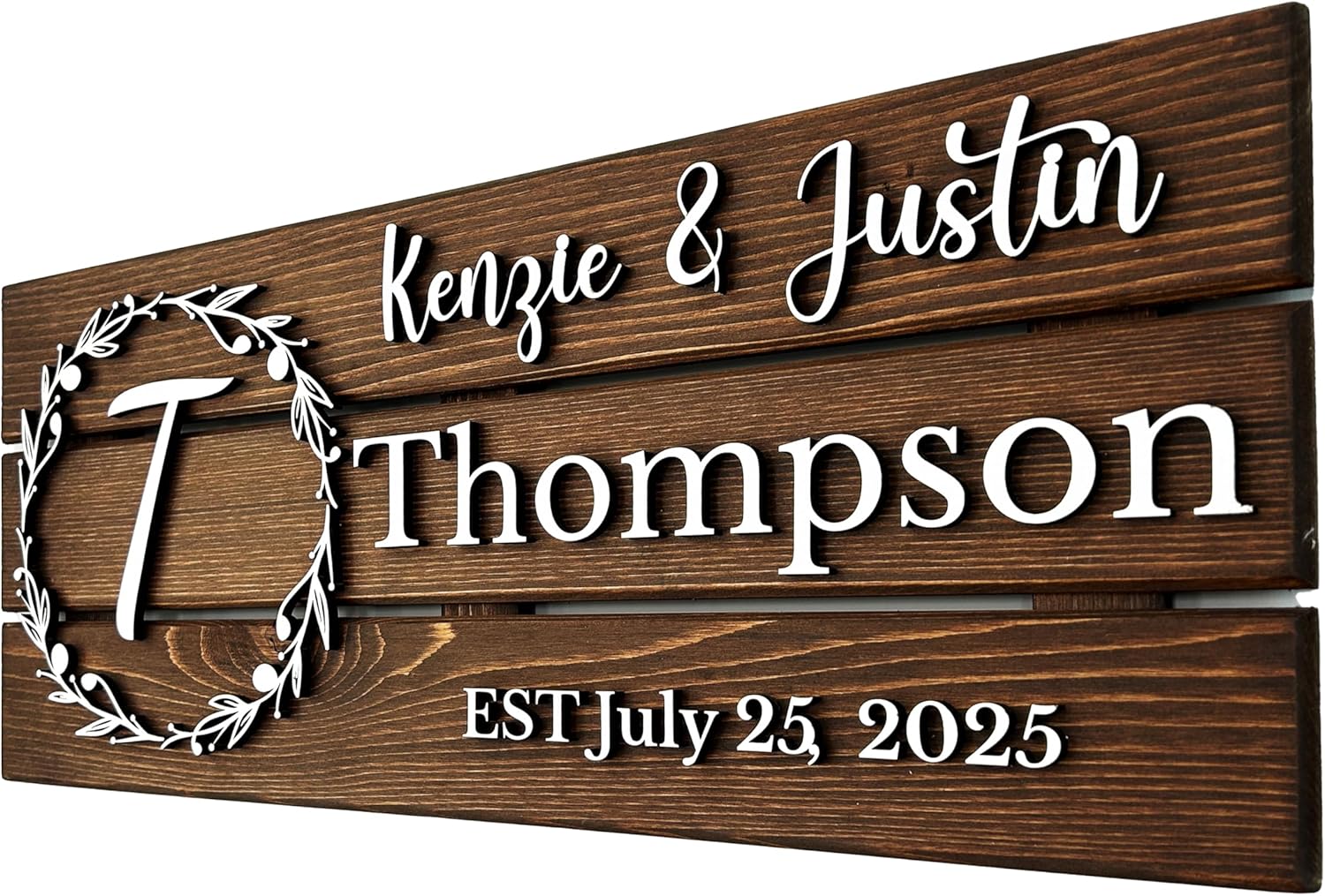 Personalized Wooden Monogram Family Sign with Couples Names, Custom Name Sign, Unique Wedding Gift for Couples, Rustic Established Date Plaque, Gifts for Wife