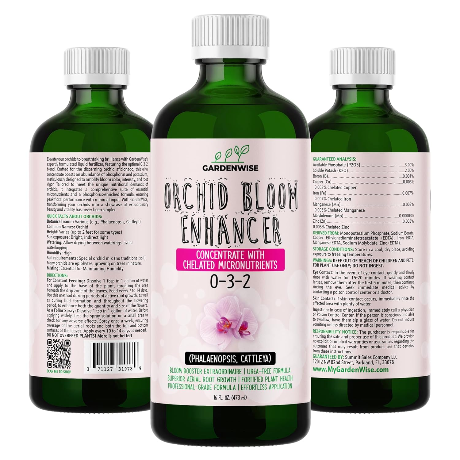 0-3-2 Giant Bloom: Orchid Bloom Enhancer - Orchid Bloom Booster Fertilizer - Orchid Food Concentrate - Chelated Nutrients for Healthy Flower & Reblooms (32 OZ), GW-05030-C-01