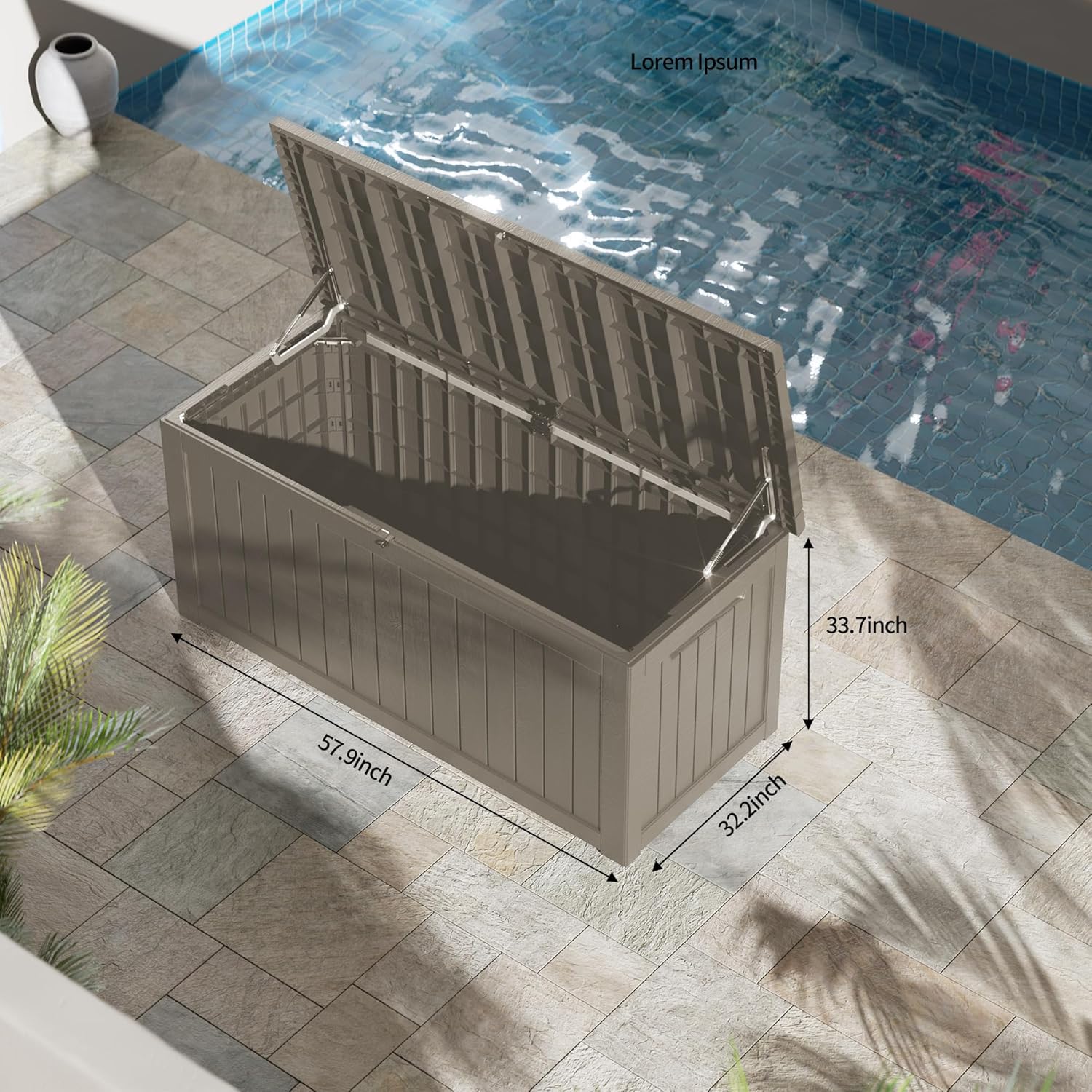 270 Gallon Waterproof Large Resin Deck Box Indoor/Outdoor Lockable Storage Container and Seating for Garden, Pool, and Patio (270 Gallon, Grey)