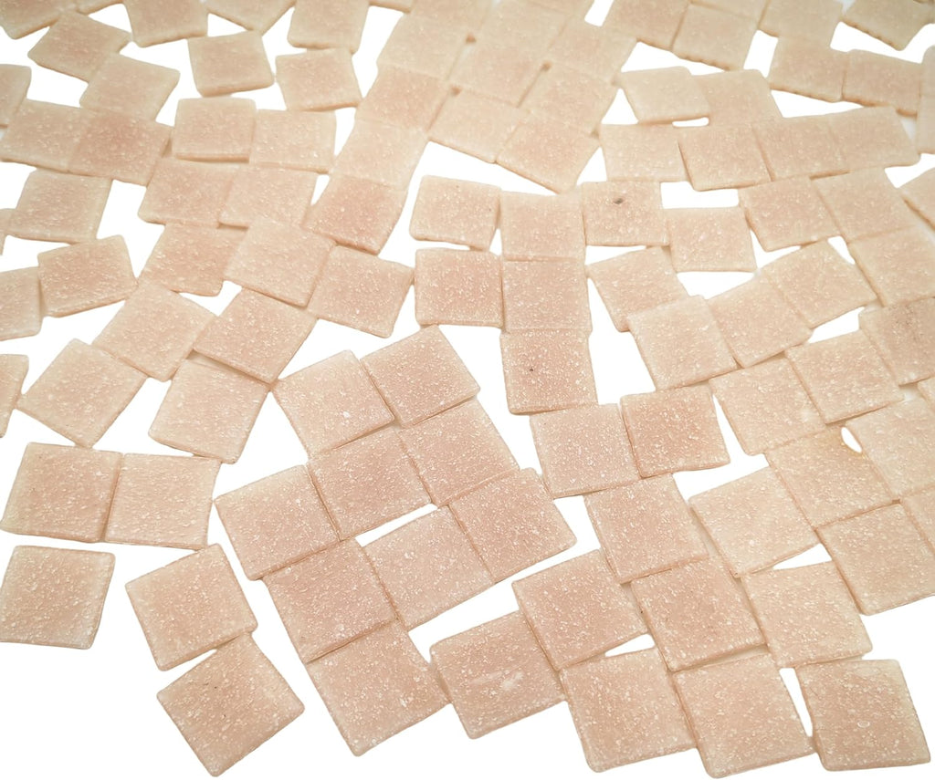 3/4 inch Quartz Glass Mosaic Tiles for Crafts, 1.1 LB, Square Mosaic Pieces for DIY Picture, Home Mosaic Decoration (Fleshcolor)