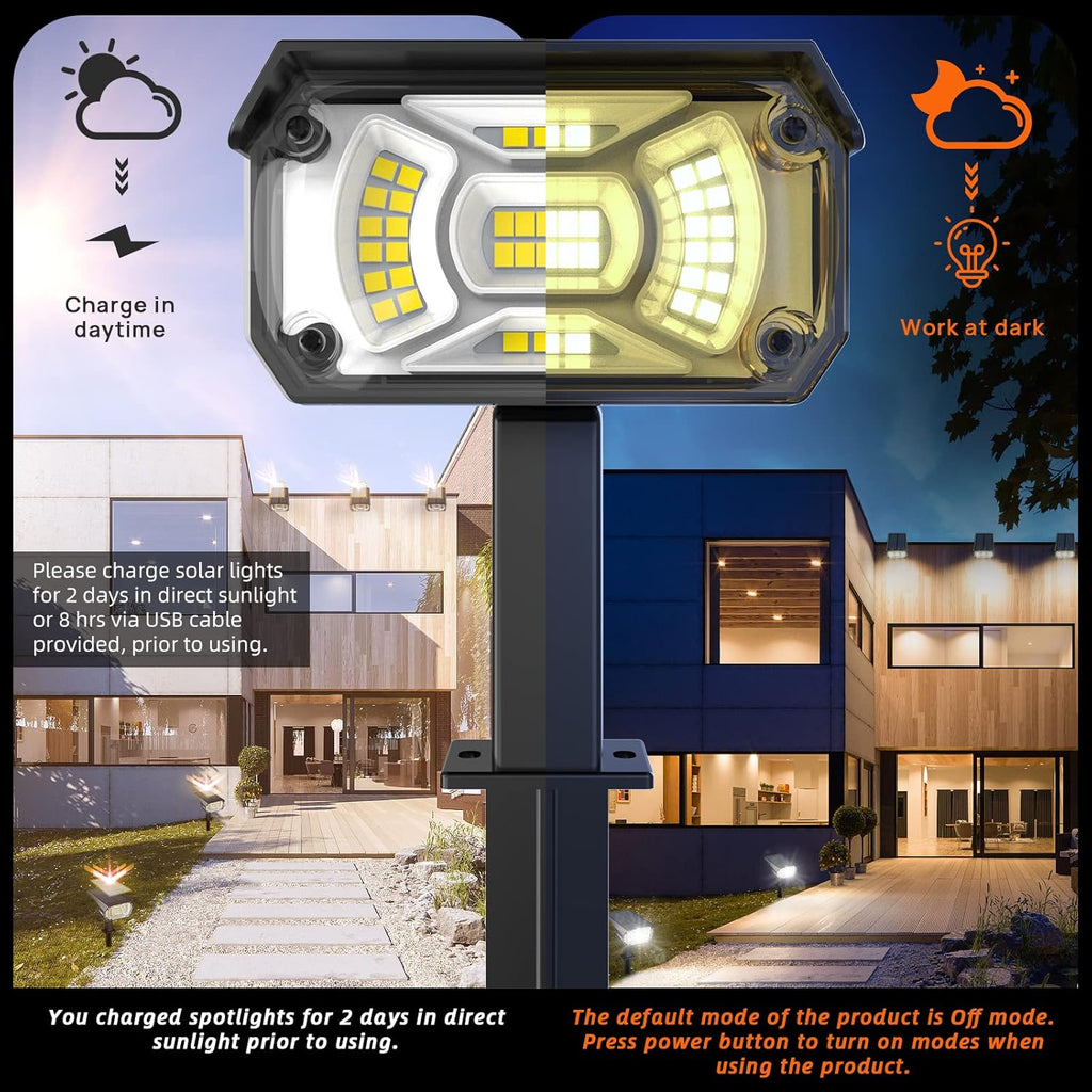 Solar Spot Lights Outdoor,40 LEDs Solar Outdoor Waterproof Landscape Lights with 3 Light Modes, Solar Powered Garden Yard Wall Lights Auto On,Off for Patio 8 Pack
