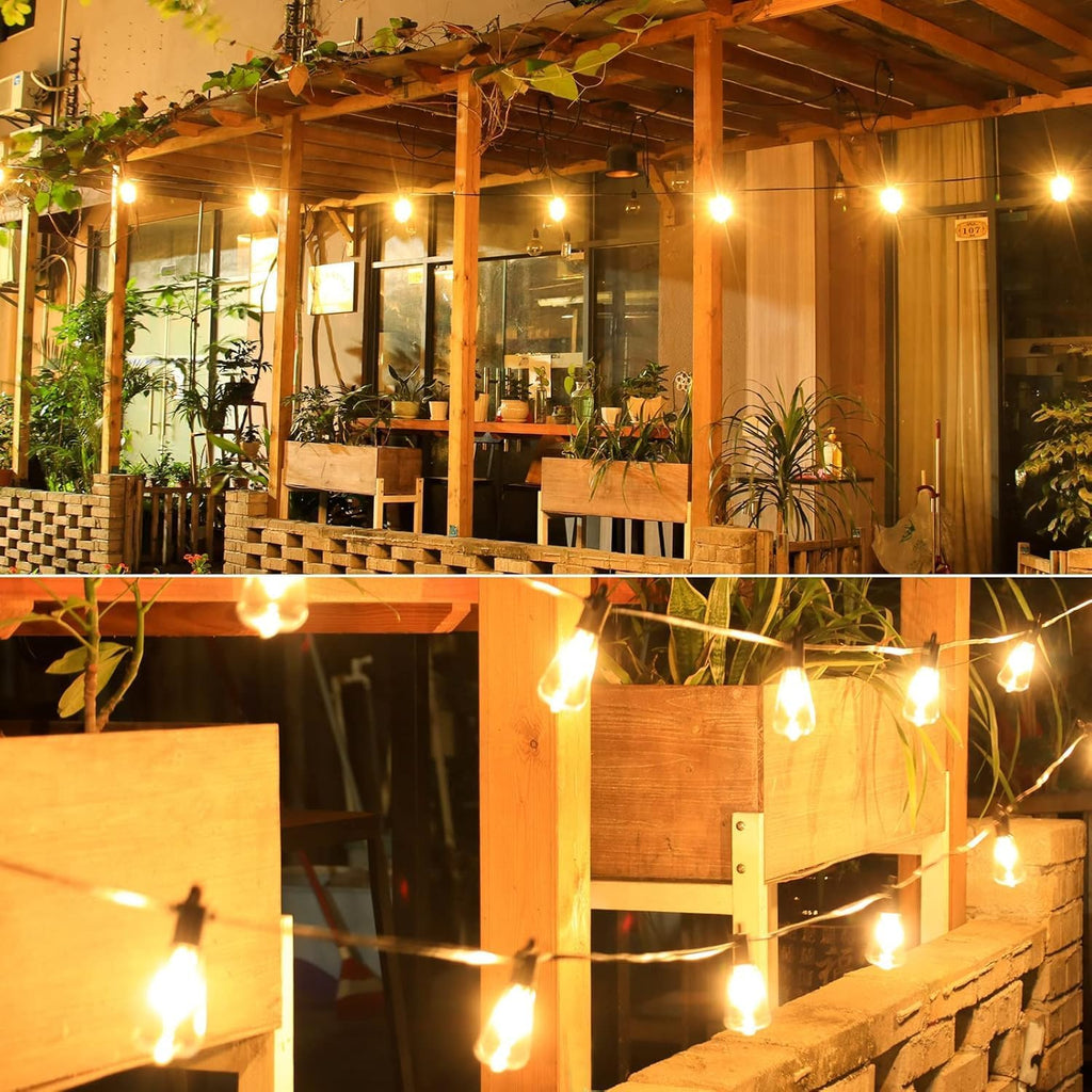 Outdoor String Lights, 200FT Patio Lights with 100 Shatterproof ST38 Globe Bulbs(4 Spare), Waterproof Connectable Dimmable LED Hanging String Lights for Outside Backyard Porch Balcony(100FT x 2)