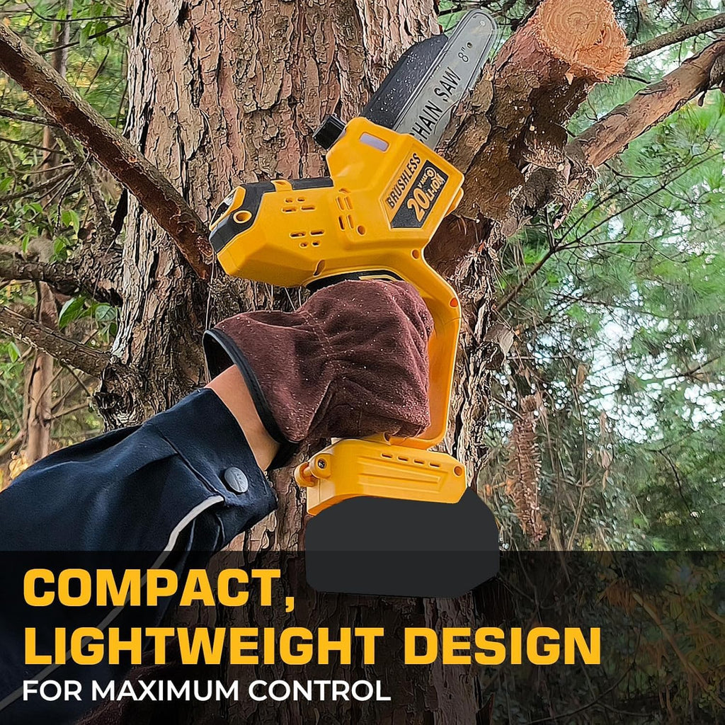 Mini Chainsaw for Dewalt 20V MAX Battery, Auto-Oiler, 8-Inch and 6-Inch 2-IN-1 Brushless Cordless Pruning Chainsaws, Battery Powered Mini Chain Saw for Wood Cutting (Tools only)