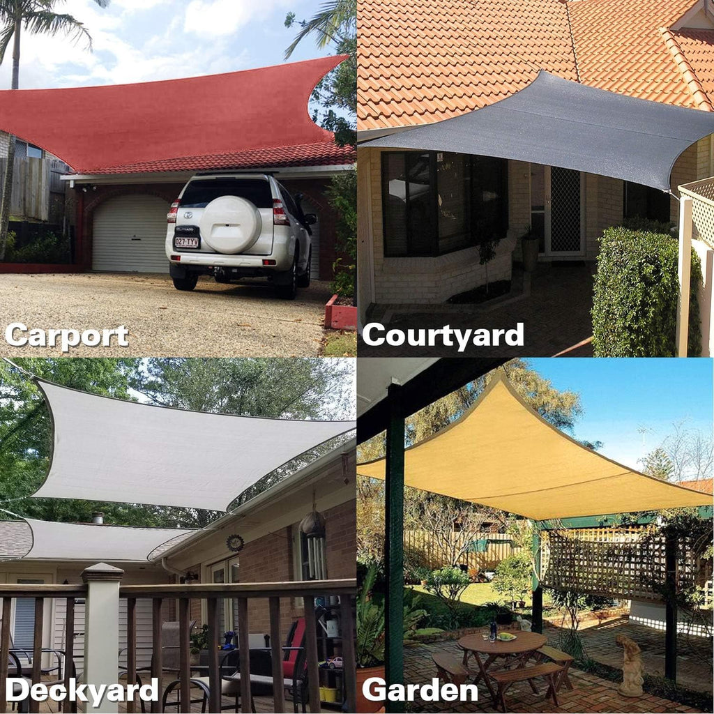 KANAGAWA Sun Shade Sail Curved 24'X24' Rust Red Rectangle Outdoor Shade Cover UV Blovk Canopy for Patio Garden Backyard Heavy Duty Permeable 185GSM (We Make Custom Size)