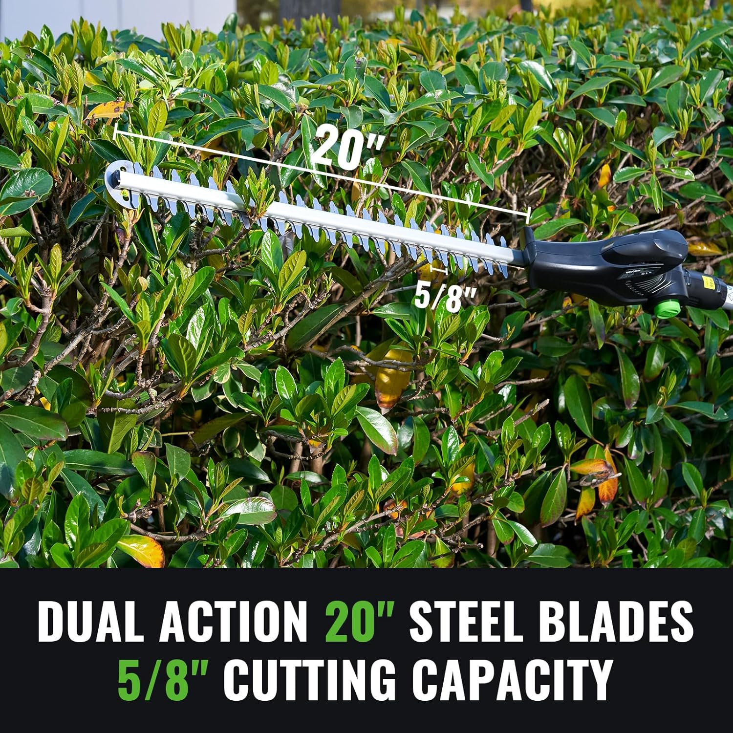 Pole Hedge Trimmer Cordless 20V with Battery Powered 20-Inch Electric Hedge Trimmers 10-FT Reach with Extension Pole Multiple Angles for Shrubs Pruning Bush Trimmer