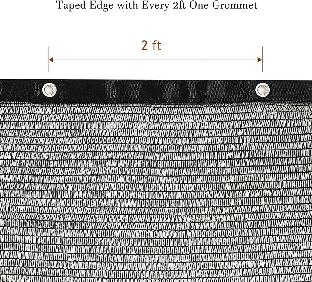 Garden expert 50% Black Shade Cloth 10x20FT Taped Edge with Grommets Sun Net Mesh for Garden Patio Backyard UV-Resistant