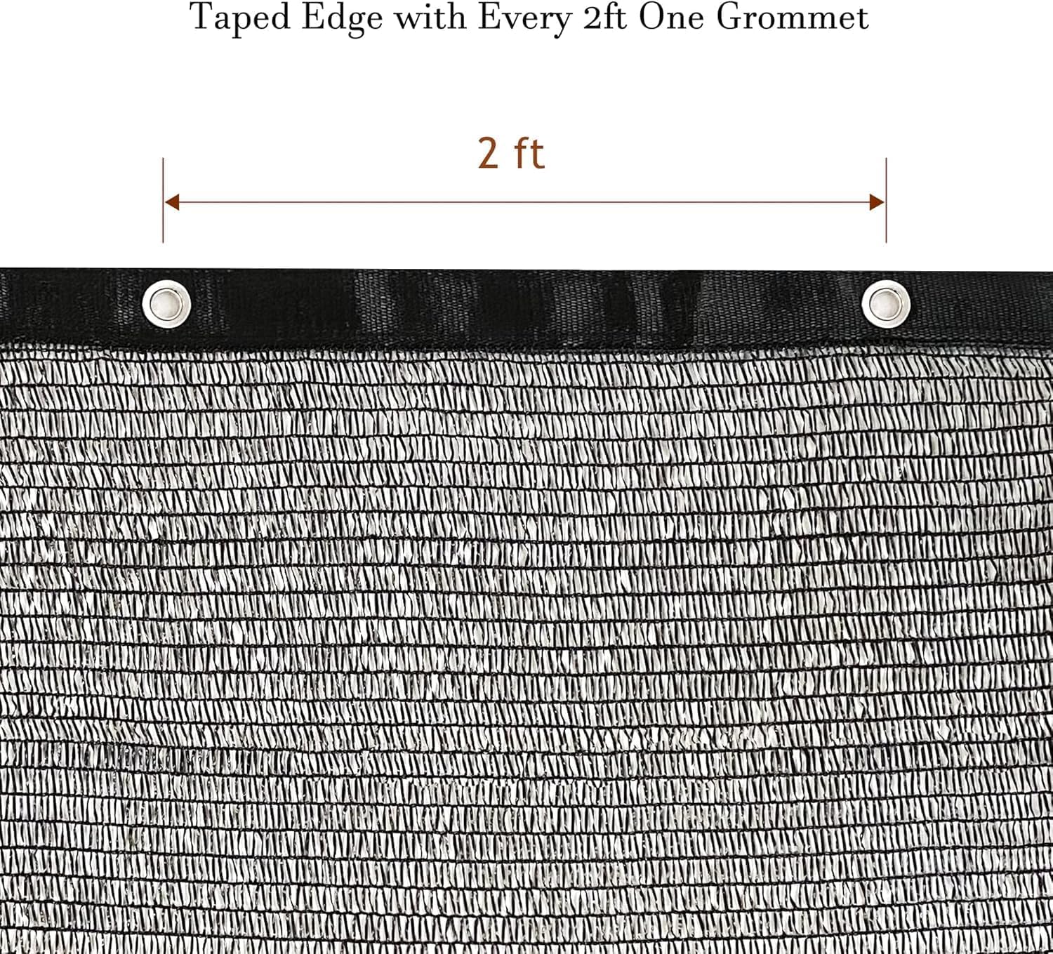 Garden expert 50% Black Shade Cloth 10x20FT Taped Edge with Grommets Sun Net Mesh for Garden Patio Backyard UV-Resistant