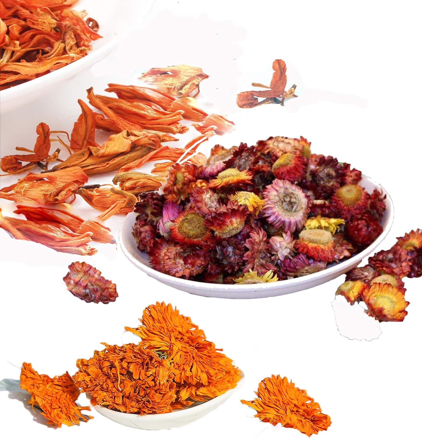 Dried Flowers- Edible Herbs Bulk of Lavender Buds, Rosebud, Jasmine, Chamomile, for Bath Bomb, Candle, Soap Making Kit