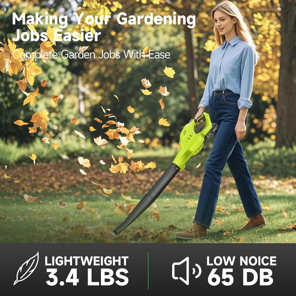 Leaf Blower Cordless with 2X 4.0Ah Batteries and Charger, 60Mins Lasting 150MPH Cordless Blower, Powerful Electric Leaf Blowers for Lawn Care, Patio, Yard, Leaves, Grass and Snow