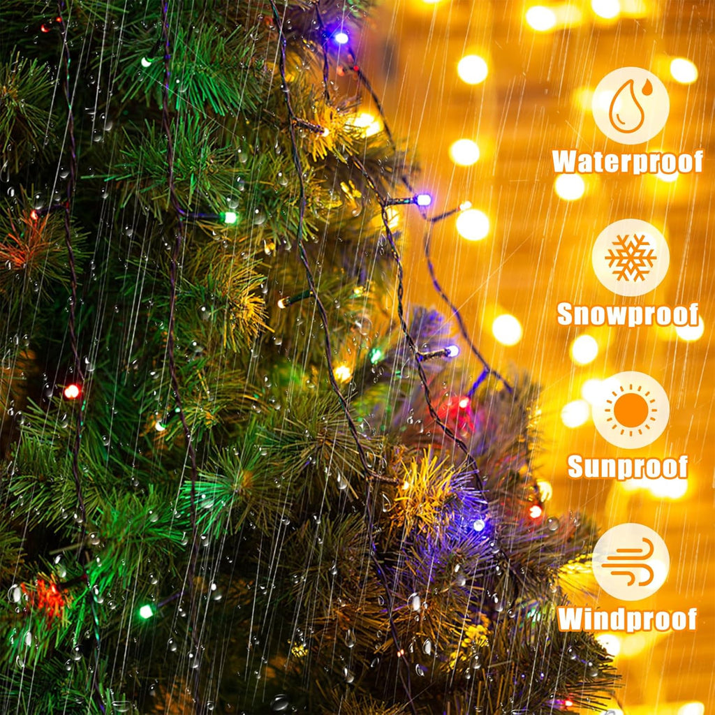 LitHome 100LED Solar Christmas Lights Outdoor, 33FT 34Colors Solar/USB String Lights Waterproof with Remote, 102 Modes Color Changing Halloween String Light Dimmable for Indoor Xmas Tree Party Decor