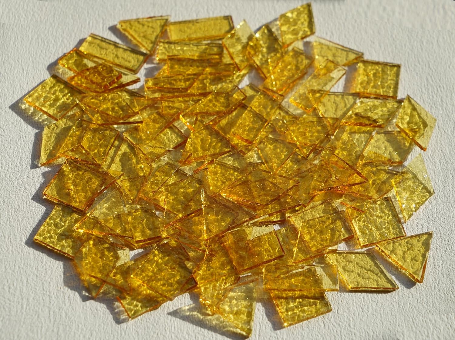 Large Transparent Textured Glass Mosaic Tiles for DIY Glass Crafts, 200g Stained Glass Pieces Supplies for Mosaic Art, Cathedral Mosaic Glass Tiles for DIY Mosaic Art and Crafts, Gold Haze