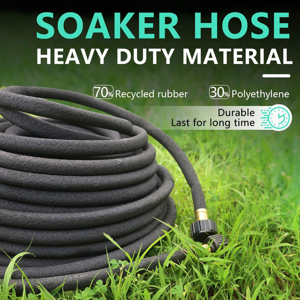 1/2’’ Soaker Hose 100 Ft for Garden Beds, Heavy Duty Soaker Hoses for Garden 100 Ft for Water Saving, DIY Garden Soaker Hose 100 Ft Drip Hoses with Kit for Hose Irrigation System (100 feet)