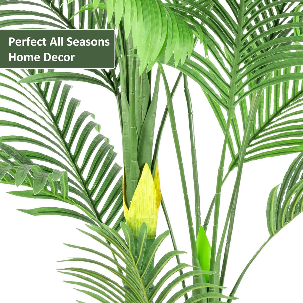 Artificial Fake Palm Tree 8FT 2Pack with White Planter & Free Moss, UV Resistant Artificial Palm Tree for Outdoors, Fake Plants for Poolside Home Room Decor, Faux Plants Outdoor Decor