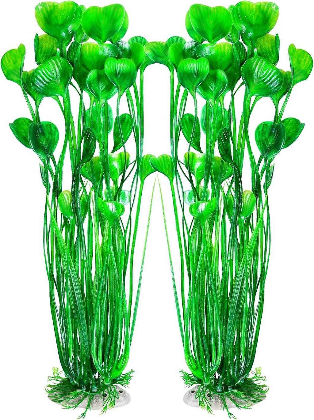 AQUANEAT Artificial Fish Tank Plants, Plastic Aquarium Accessories Large, 15.5 inch Green Decorations, 2pcs