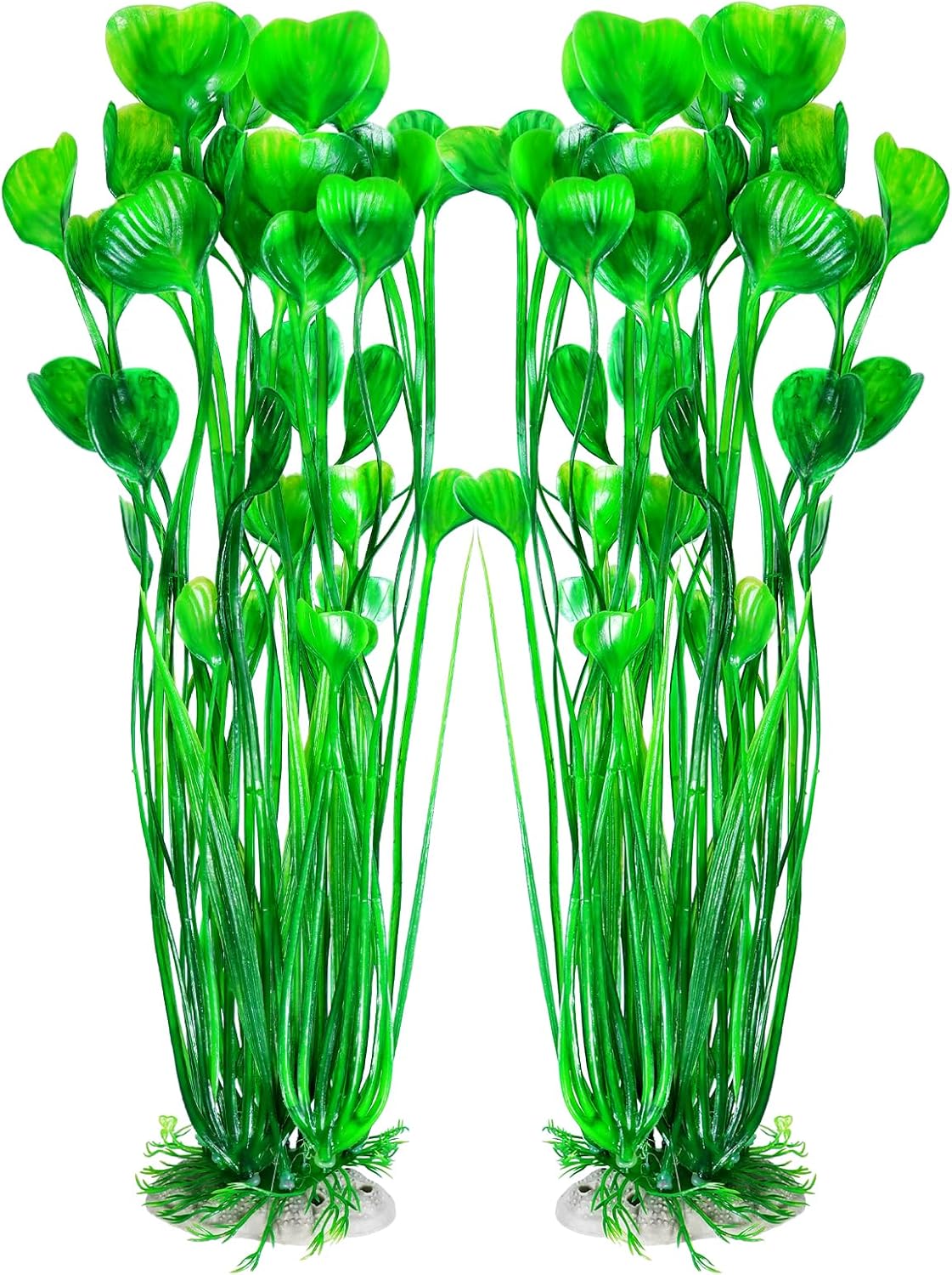 AQUANEAT Artificial Fish Tank Plants, Plastic Aquarium Accessories Large, 15.5 inch Green Decorations, 2pcs