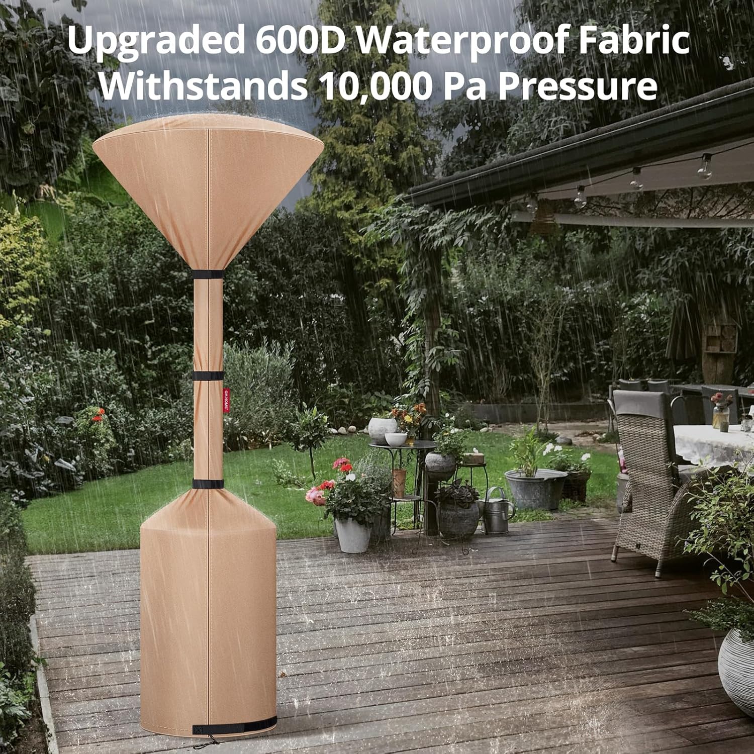 QH.HOME Winter Patio Heater Covers, [2025 Upgraded Tear-Resistant Fabric] Waterproof with Robust Zipper ,Height fit 87"-92",Dustproof/Wind/Sunlight/Snow-Resistant, 2 Pack-Camel