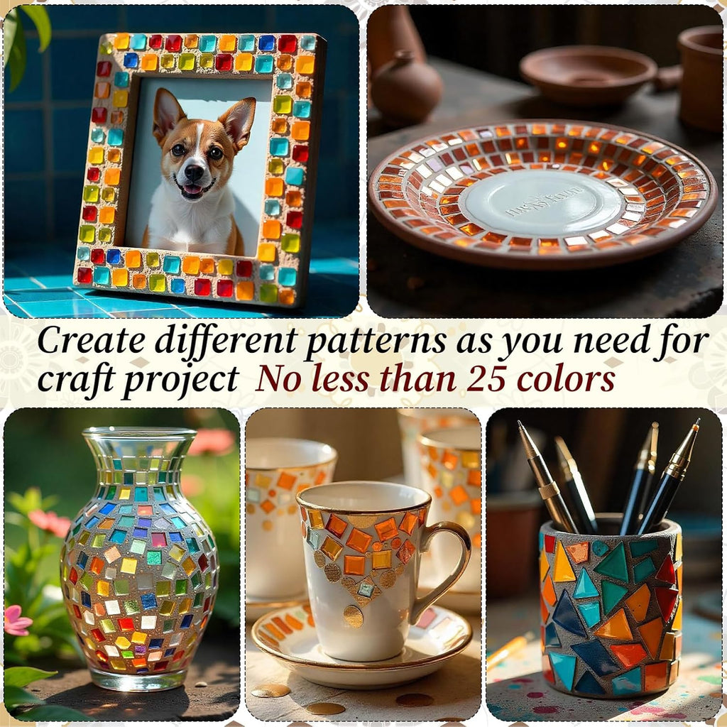 2400 Pcs Colorful Irregular Crystal Mosaic Tiles, 4.4lb Tiny Mosaic Tile DIY Hobbies Children Handmade Crystal Craft for Craft Bathroom Kitchen Home Decoration DIY Art Projects