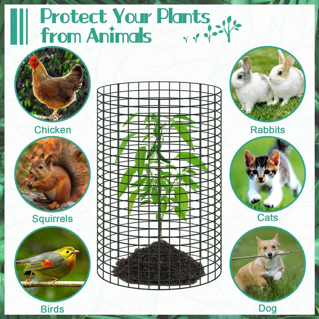 10 Packs 24"x 12" Large Wire Plant Protectors Wire Plant Cages Mesh Plant Cage Chicken Wire Cloche with Ground Stakes and Nylon Ties Protect Plants,Garden,Shrubs and Vegetables from Animals-30PCS