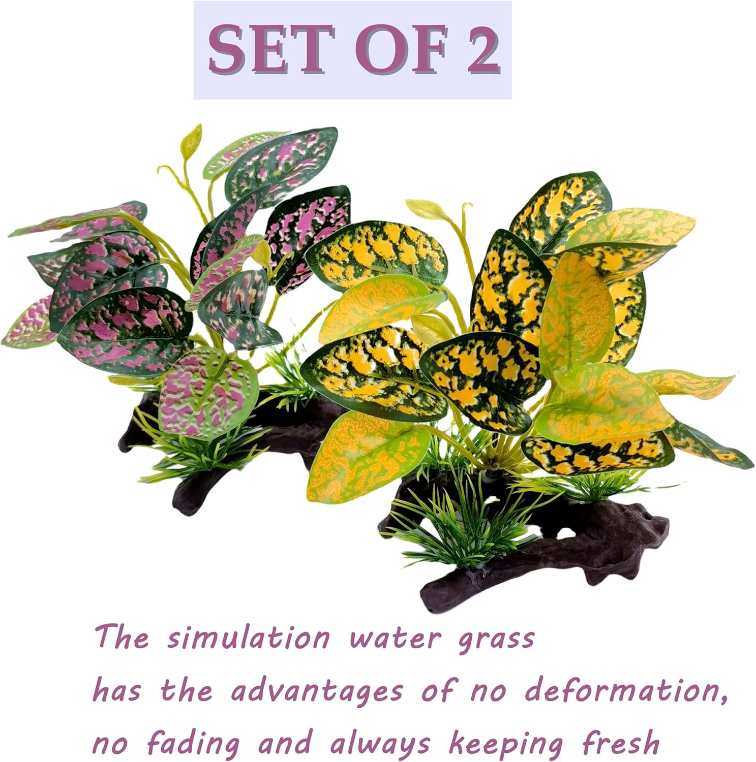 M2cbridge Artificial Fish Tank Plants Aquarium Plastic Plant Aquatic Water Grass Foreground Decor (2PCS Plastic Plants)