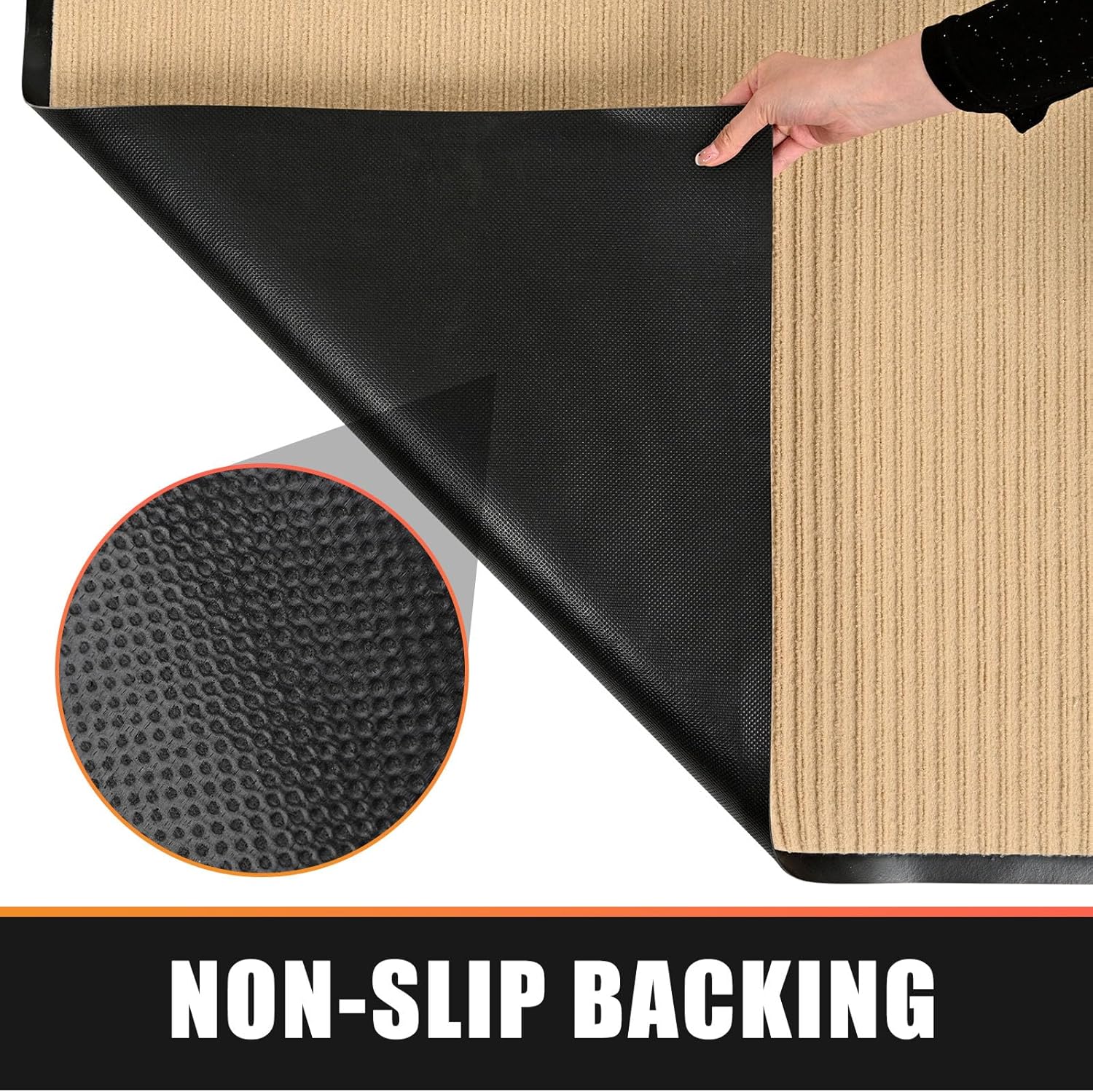 fani Heavy Duty Large Outdoor Indoor Entrance Black Doormat Waterproof Low Profile Entrance Rug Front Door Mat Patio Anti-Skid Rubber Back, 48x72 inch (Beige)