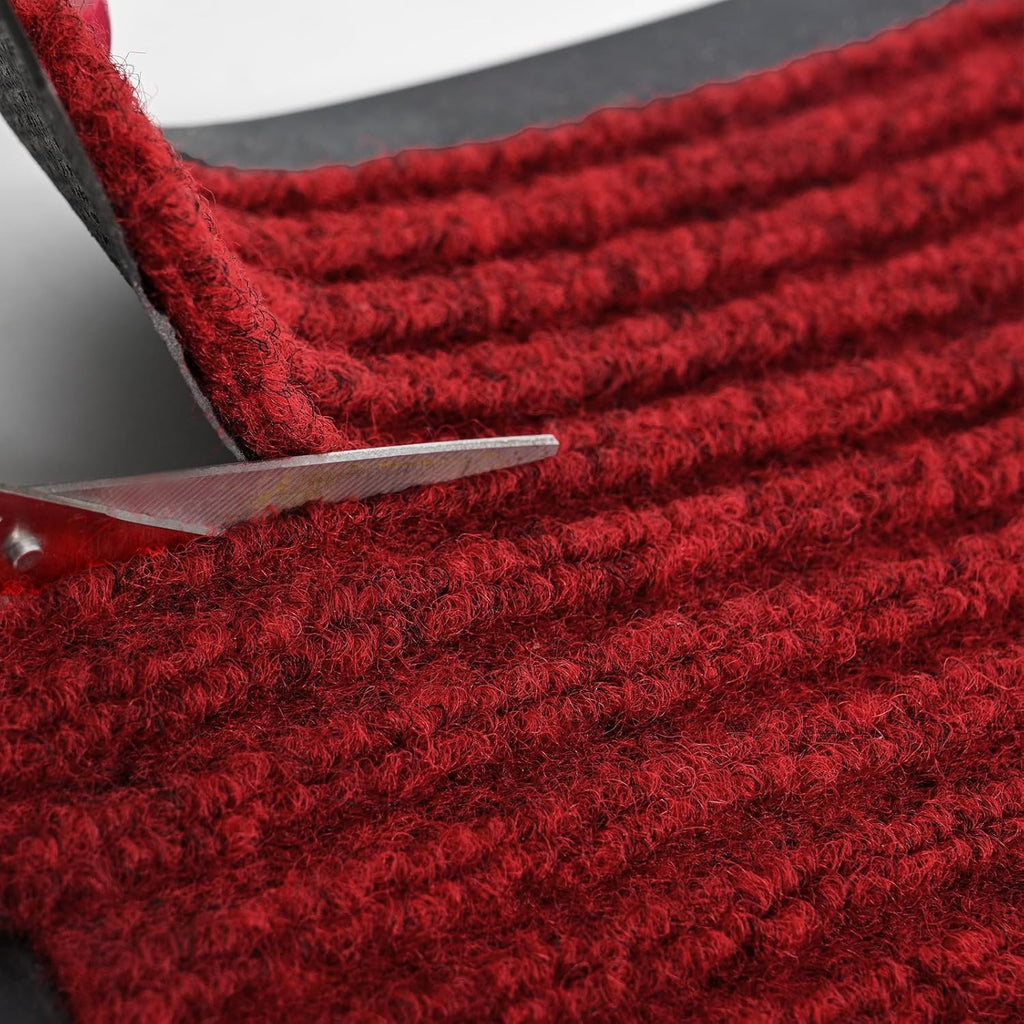 Rubber Door Mat About W3' ×L16' Heavy Duty Large Outdoor Indoor Mat Durable Entrance Doormat Waterproof Rubber Back Rugs for Home Entryway Patio Porch Office Business Areas (Wine Red)