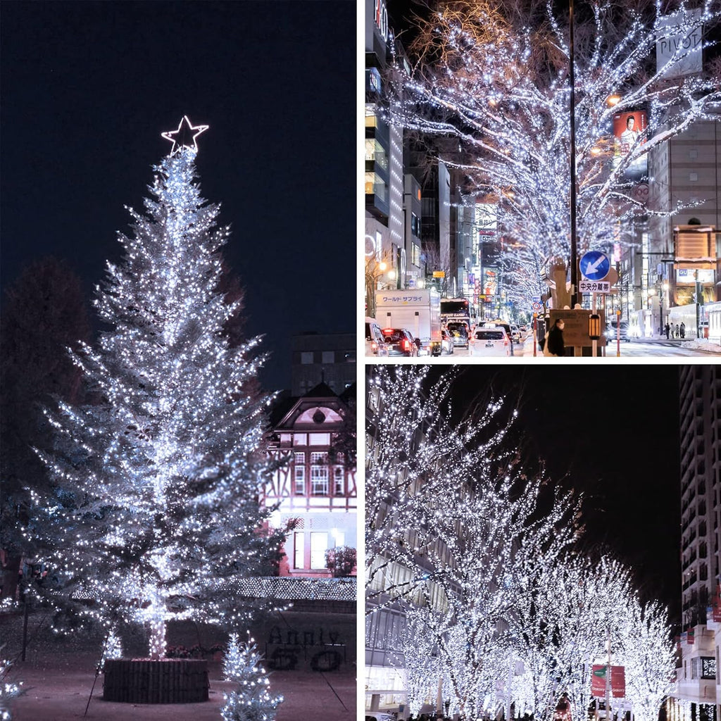 (Warm White ⇋ Cool White) Solar Christmas String Lights Outdoor, 2-Pack Total 80FT 200 LED Solar Twinkle Lights, Waterproof Copper Wire 8 Modes Solar Fairy Lights for Garden Tree Christmas Party Decor