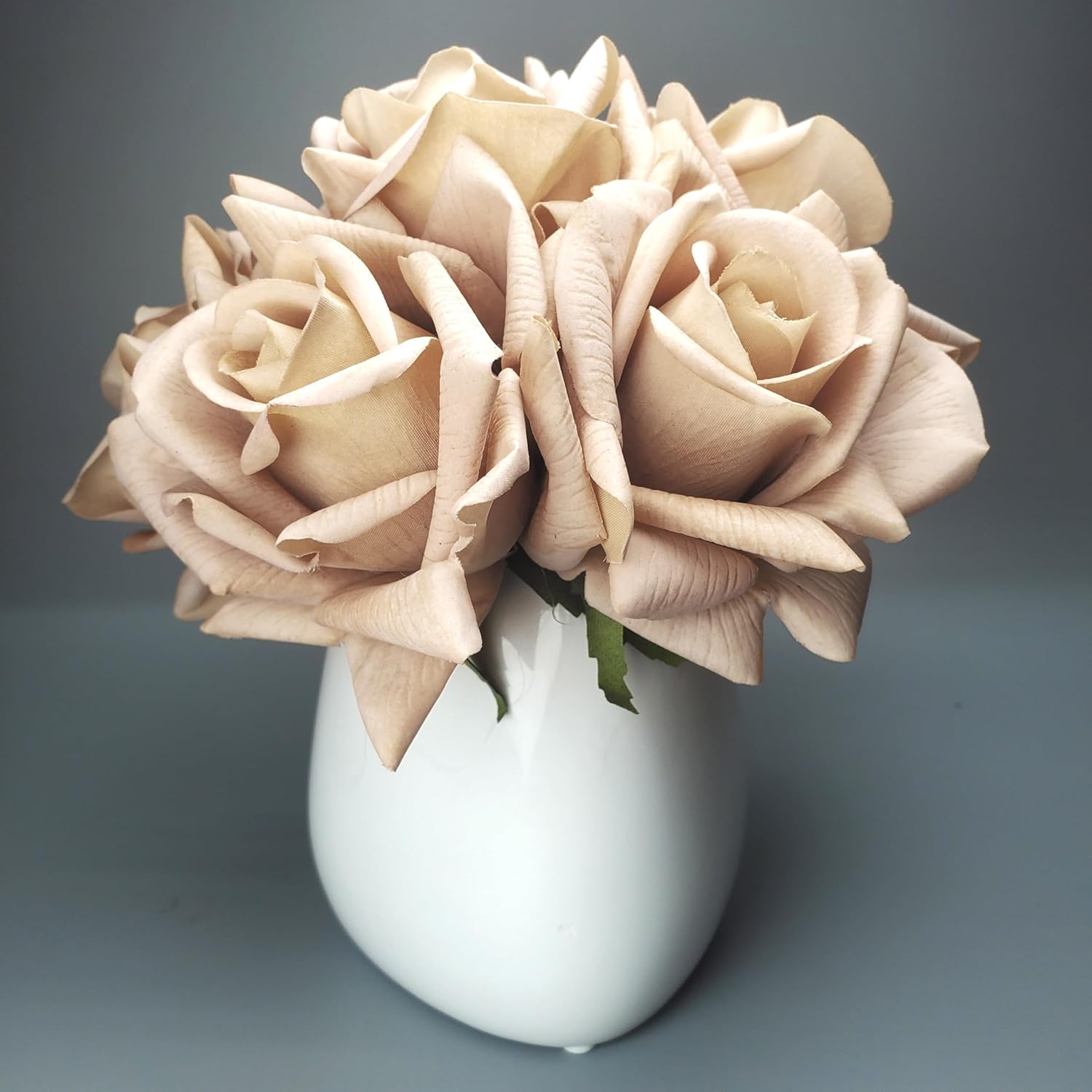 Artificial flower real touch roses feel and look realistic fake roses with stems, suitable for gift, for wife girlfriend mom friends, Indoor home table，cake, hotel, car ecoration (6, golden)