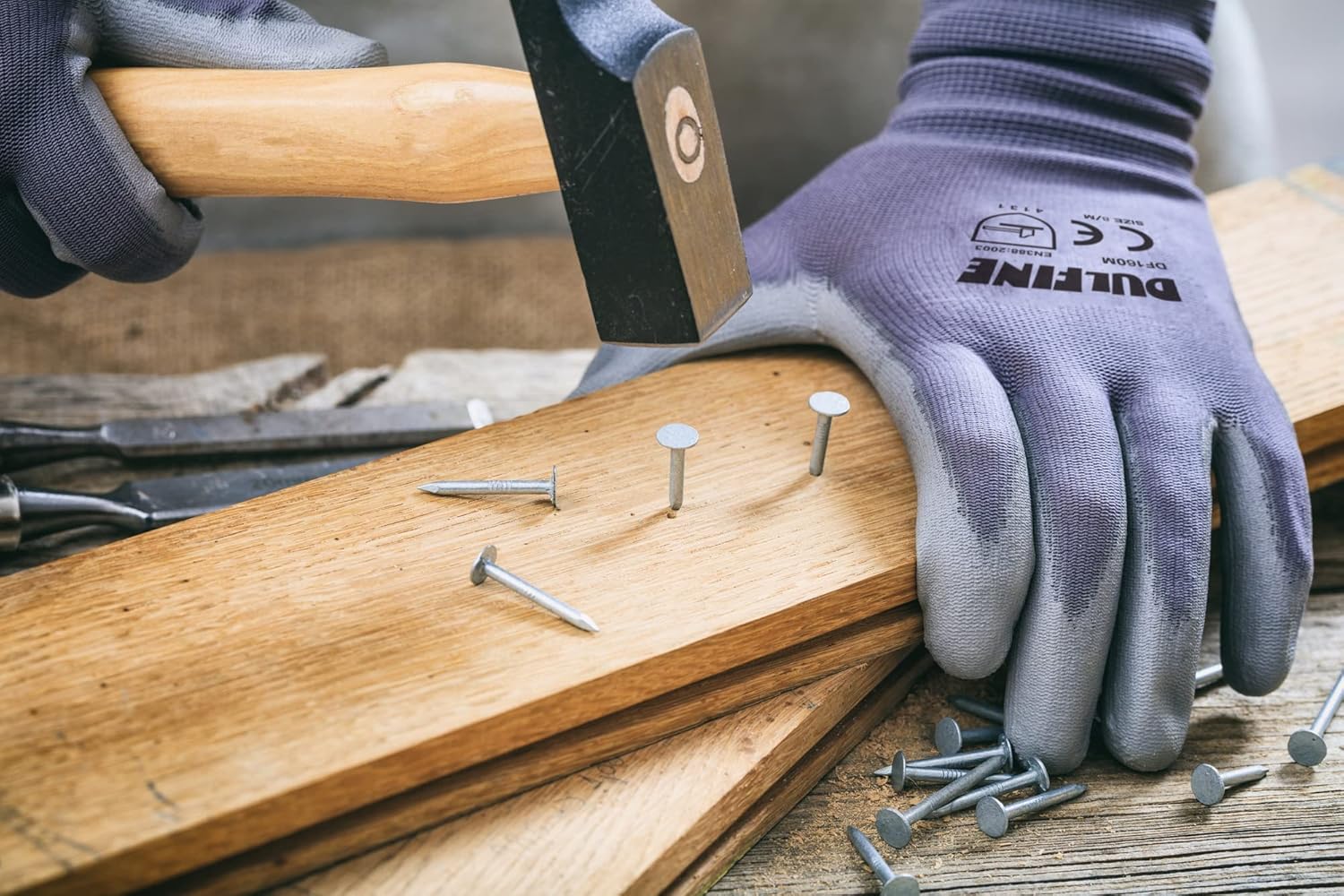 DULFINE Safety Work Gloves PU Coated-12 Pairs,Grey Seamless Knit Glove with Polyurethane Coated Smooth Grip on Palm & Fingers, for Men and Women, Ideal for General Duty Work (Extra Large)