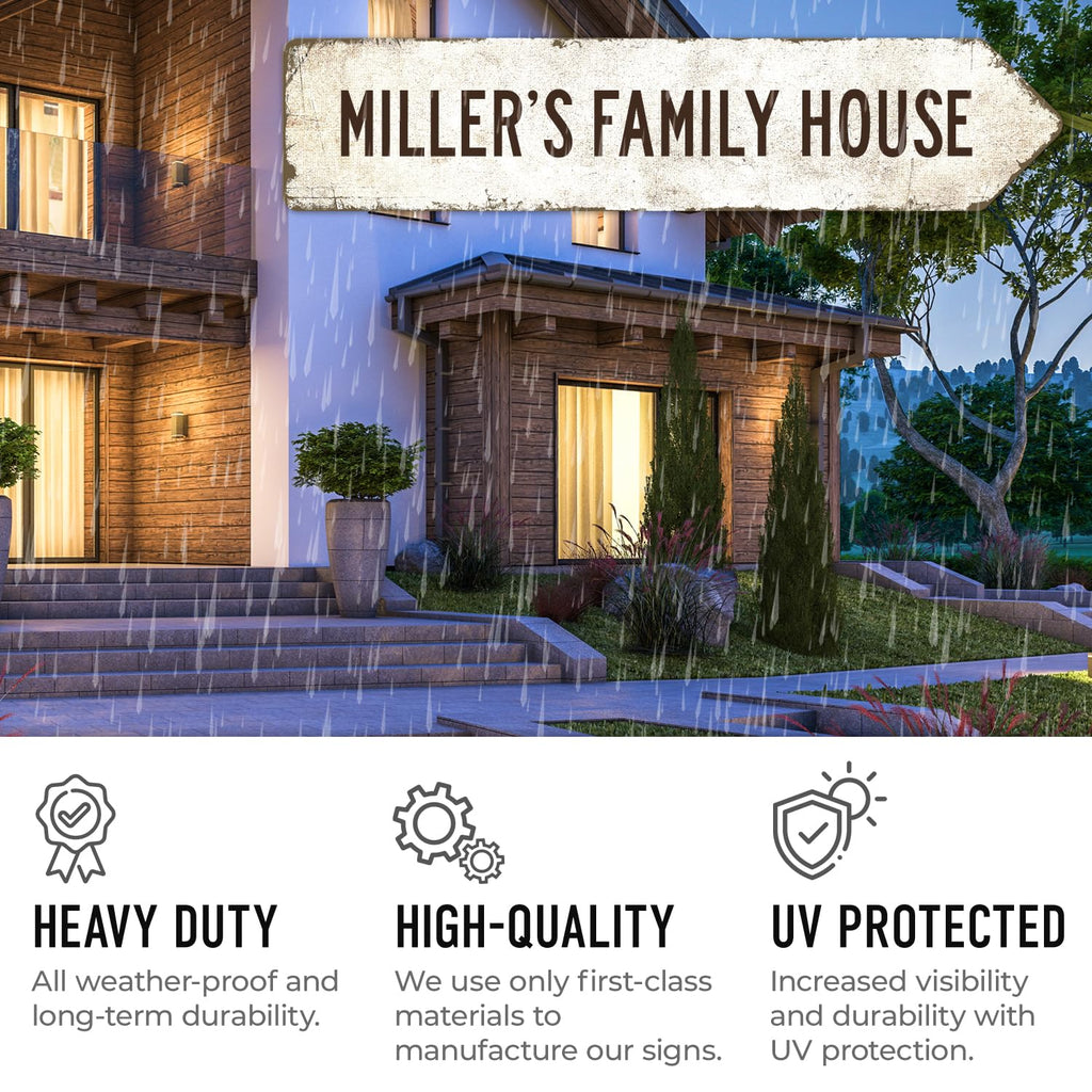 Rustic Custom Sign, Personalized Right Directional Metal Composite Street Sign for Indoor and Outdoor Use 4x18 Inches, ACM Made in the USA