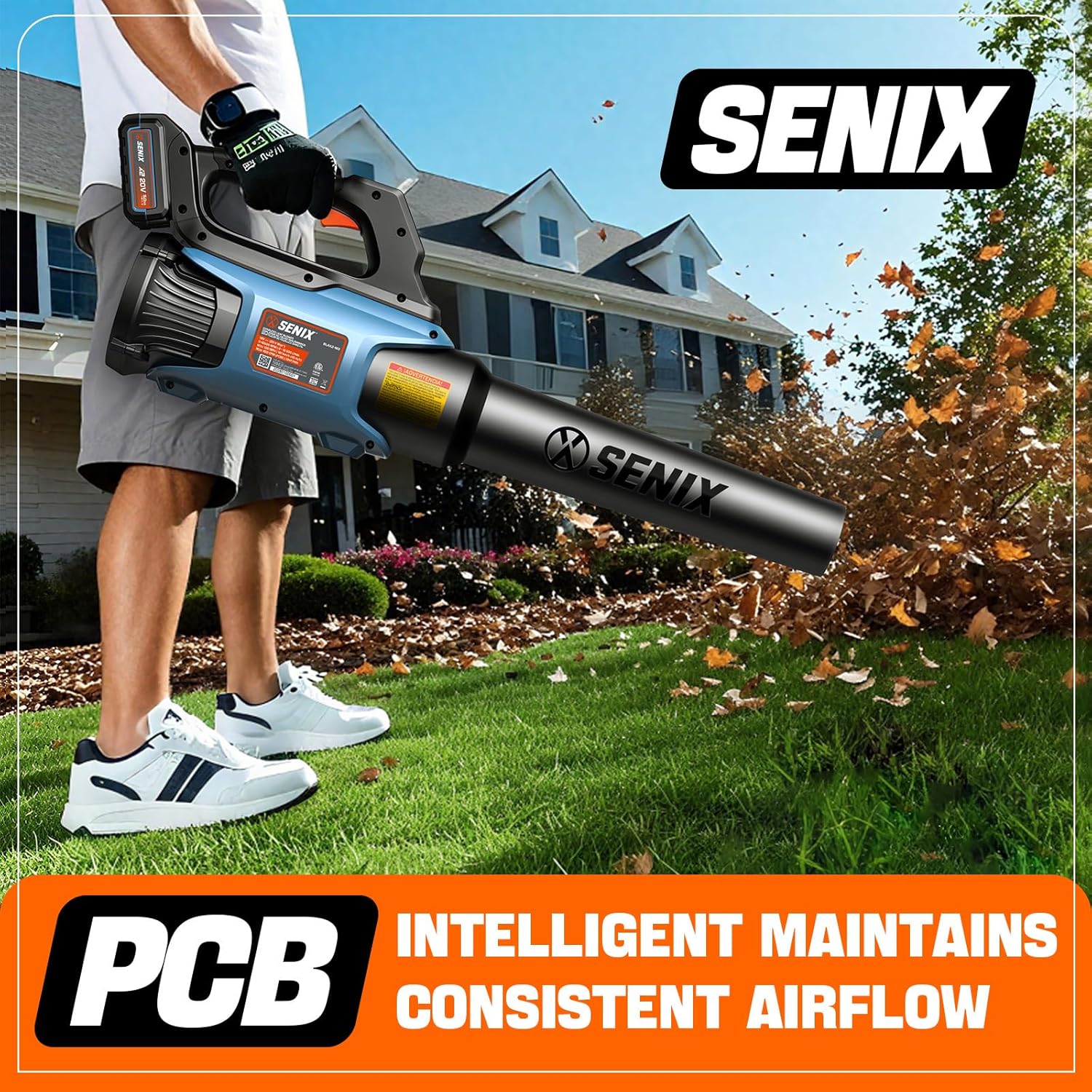 SENIX 20V Max Leaf Blower, Cordless, Brushless, Handheld, Up to 450 CFM and 100 MPH, 2 Speed Mode, Cruise Control, Lightweight, Tool Only, Battery and Charger Not Included(BLAX2-M3-0)