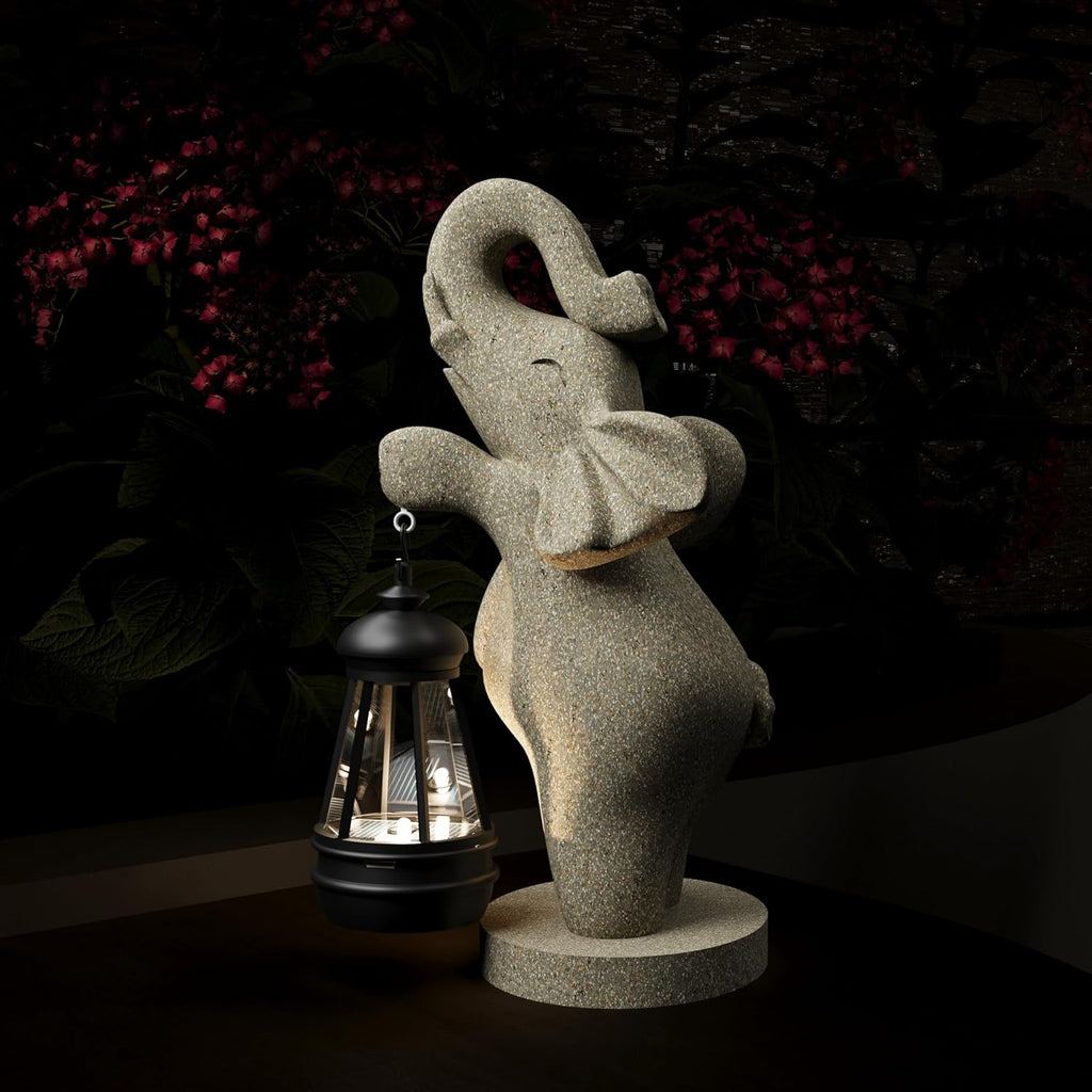 Solar Garden Statue 10 Inch Elephant Decor for Outside Yard Decoration Outdoor Unique Housewarming Gardening Birthday Gifts for Women Grandma