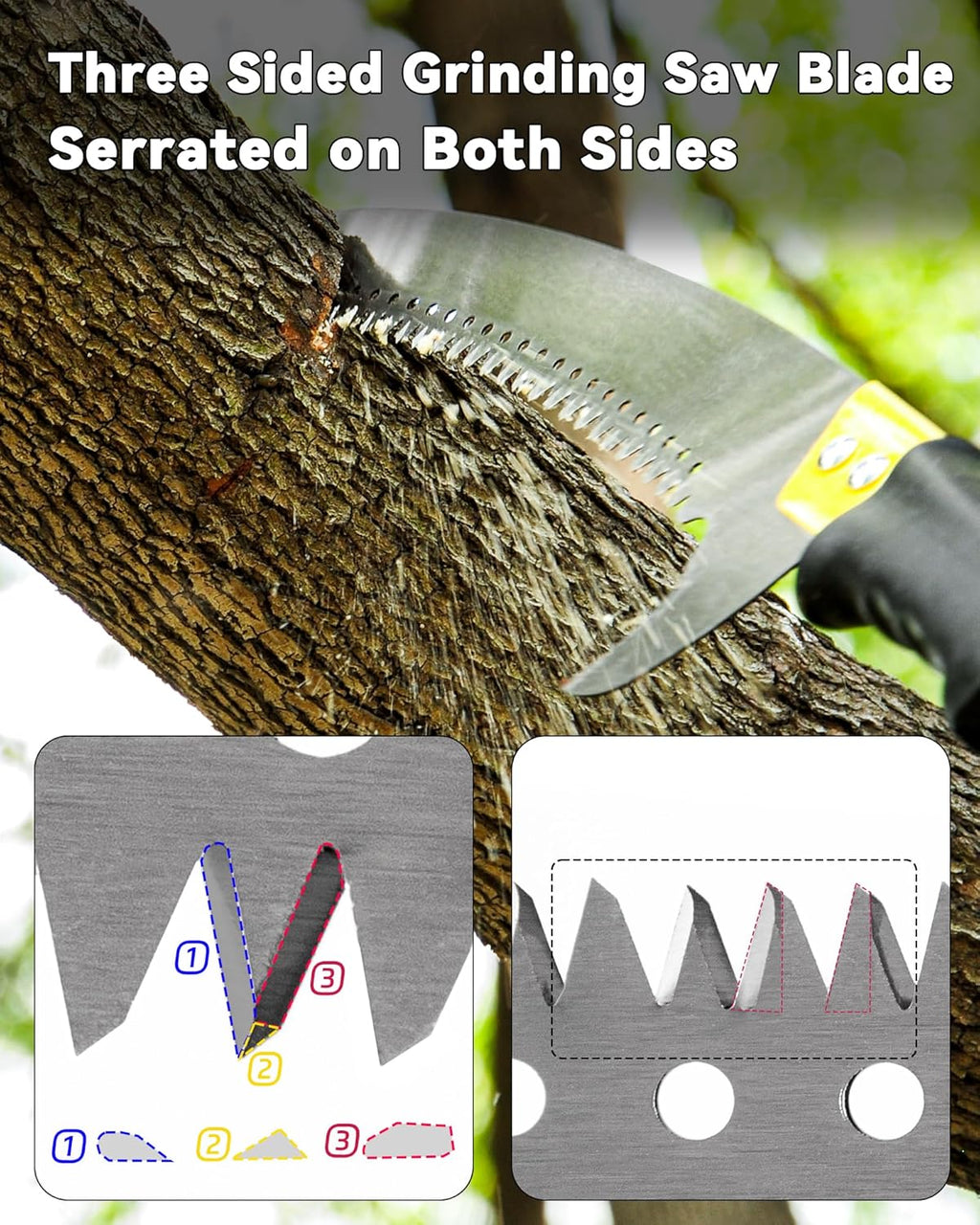 11FT Pole Saw with Adjustable Length for Tree Trimming, Lightweight Manual Pruning Saw with Mn Steel Blade, Long Extension Branch Cutter Pole Pruner for Yard, Garden, Patio and Forestry Use