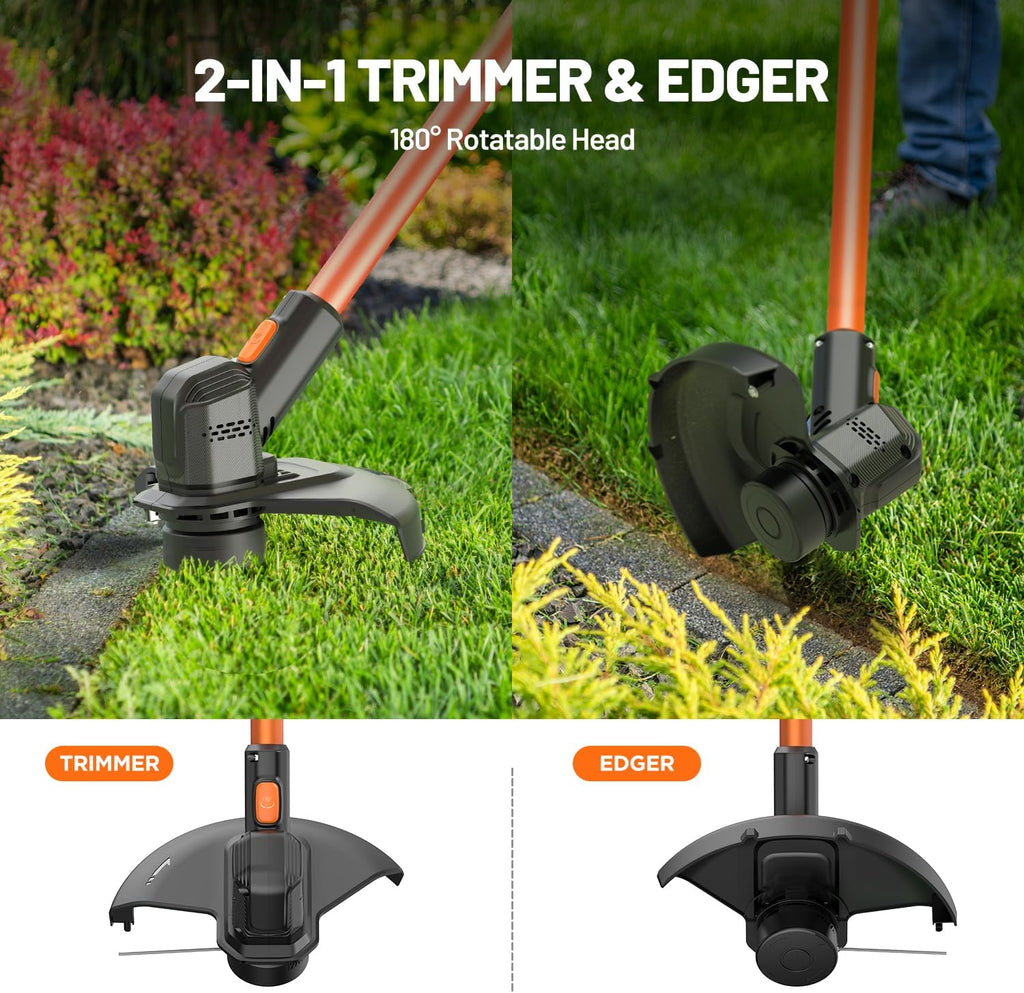 Litheli Cordless Weed Wacker 10 Inch, U20 Handy+ 20V String Trimmer & Weed Eater with 2.0Ah Battery, Grass Trimmer Tools for Garden, Yard and Farm