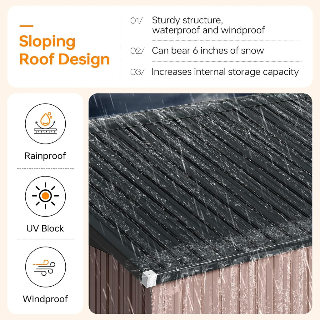 6x4 FT Lean to Shed, Outdoor Metal Storage Shed, Utility Steel Tool Shed with Lockable Door for Bike, Garden, Backyard, Patio, Lawn