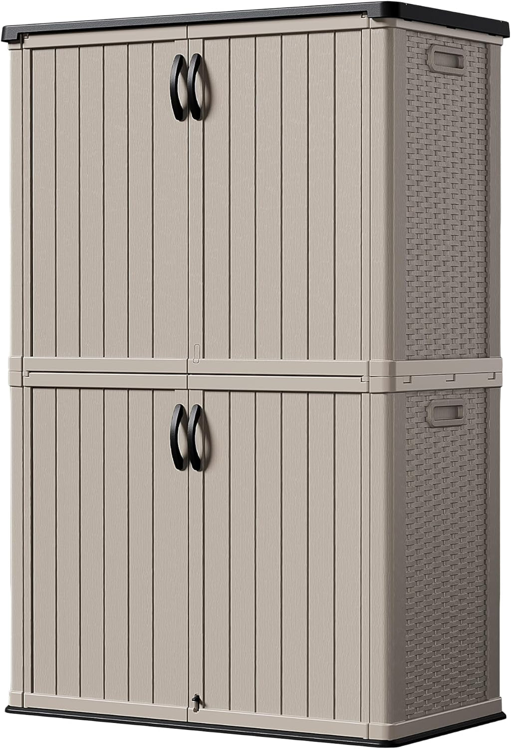 Devoko Outdoor Storage Cabinet 50 Cu Ft with Lockable Doors, Vertical Storage Shed Waterproof Patio Tools Storage Box for Sofa Cushions, Gardening Tools and Accessories (Beige)