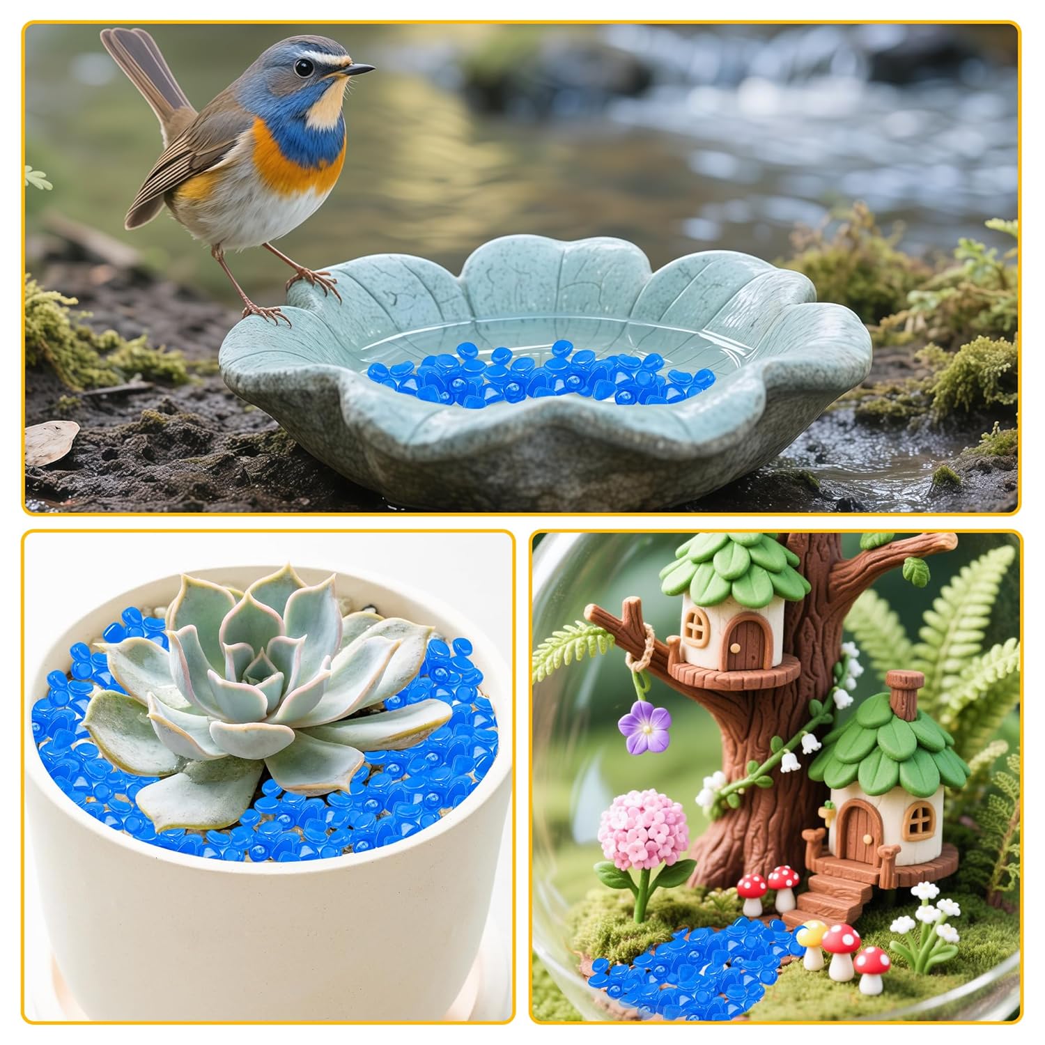 Glow in The Dark Rocks Outdoor Garden Pebbles Stones, 2.2Lbs Blue Fish Tank Glow Rocks Resin Glowing Pebbles for Garden/Aquarium/Planter/Walkway/Driveway