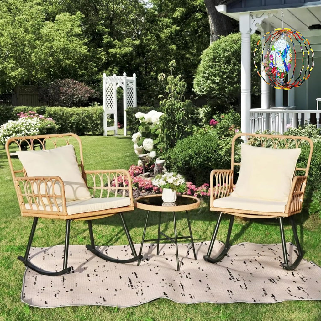 3D Hanging Wind Spinner Butterfly/Hummingbird, 10 Inch Stainless Steel Wind Spinners Outdoor Clearance, Garden Spinner for Outside Patio Yard Home Christmas Decor (Hummingbird)