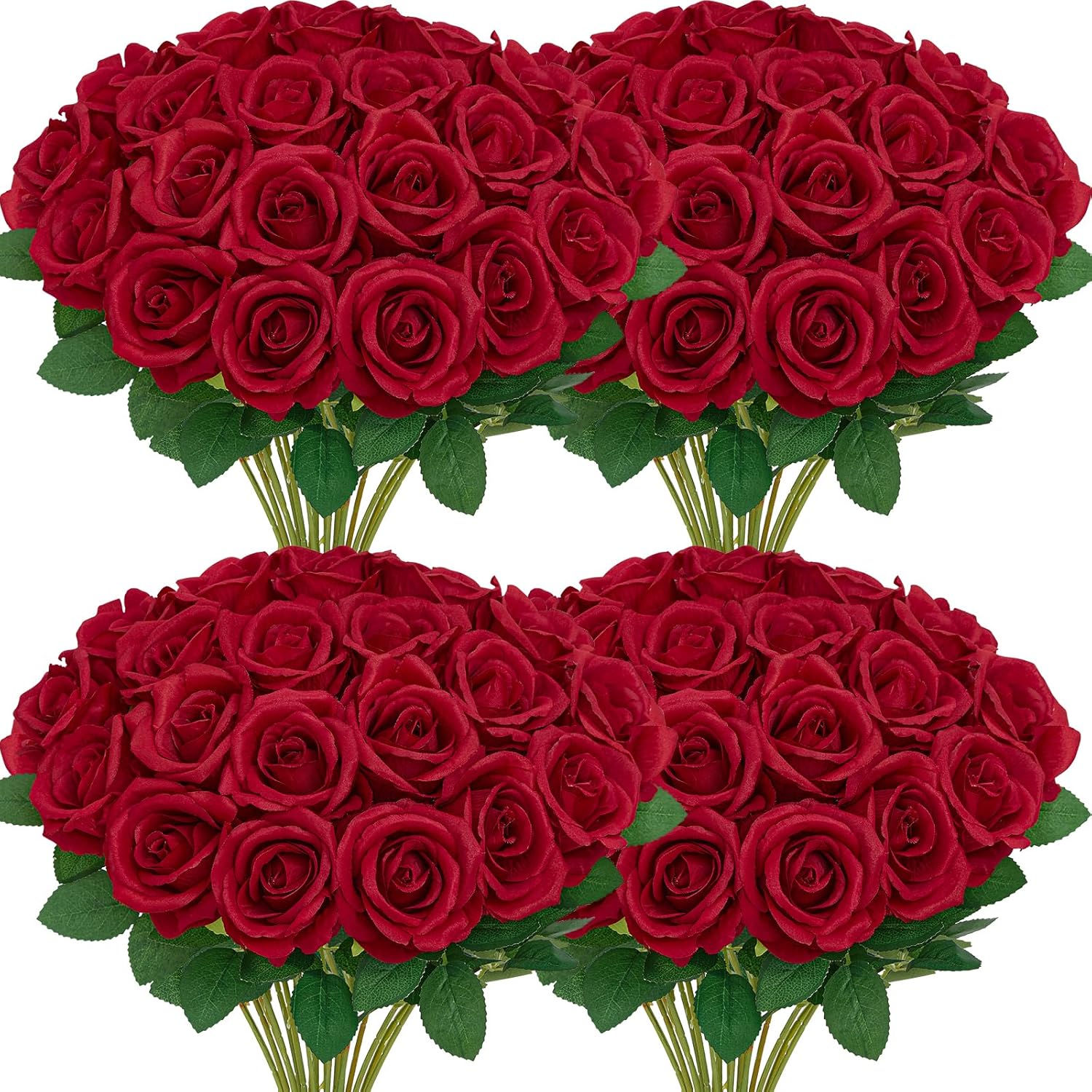Serwalin 60 PCS Red Artificial Roses in Bulk, 3.15'' Flower Head Fake Silk Roses Realistic Roses for Bridal Bouquet Wedding Centerpieces Flower Arrangement Party Home Decor