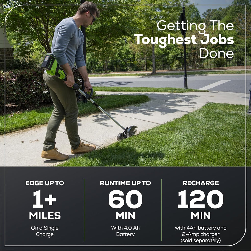 Greenworks 40V 8" Brushless Edger, Battery and Charger Not Included