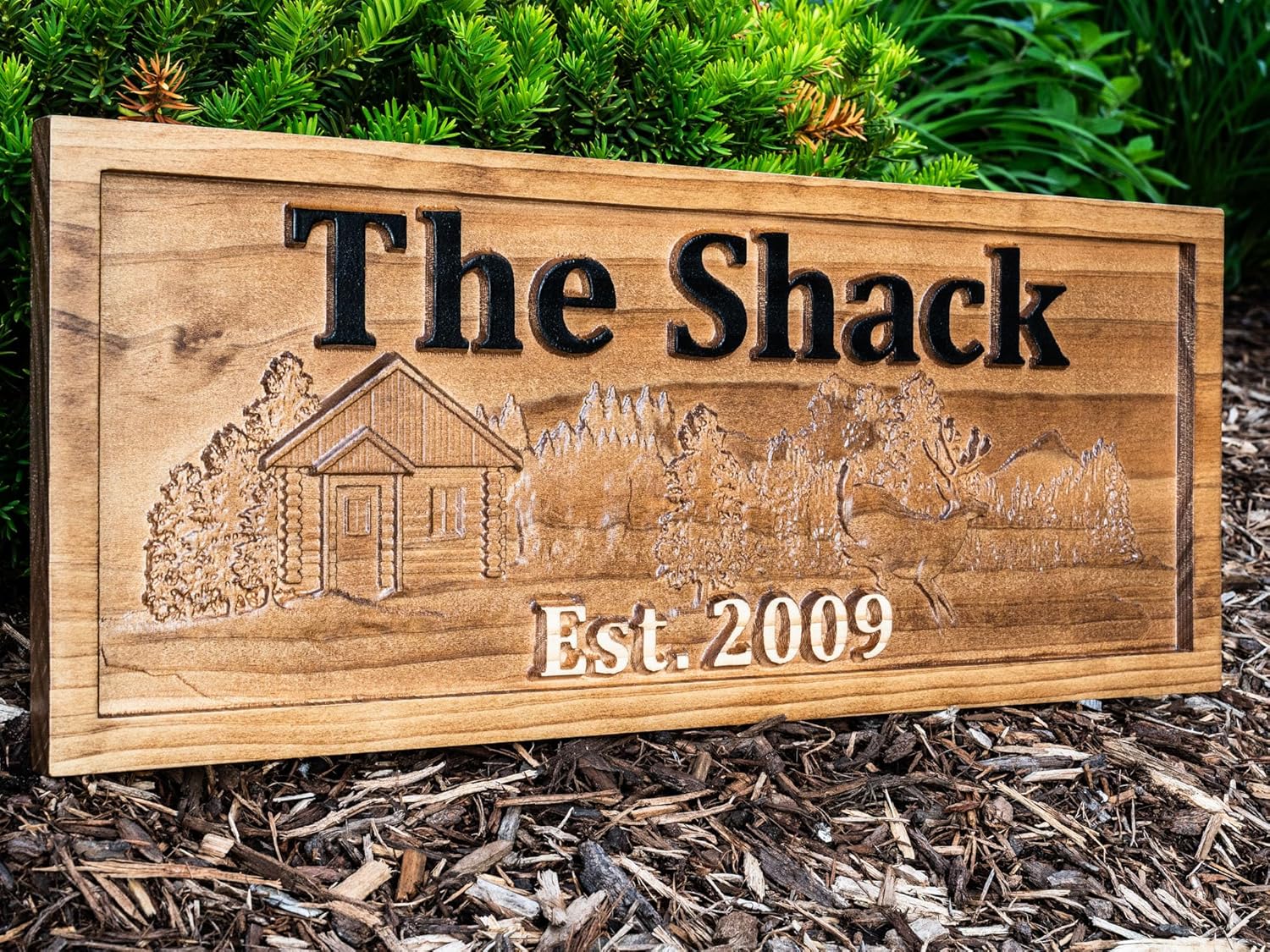 Personalized Cabin Sign | Custom Wood | Rustic Cabin Decor | Personalized Man Cave | Established Gift | Camper & Lake House Sign | Cottage Plaque | Wooden Wall Décor | Deer Home